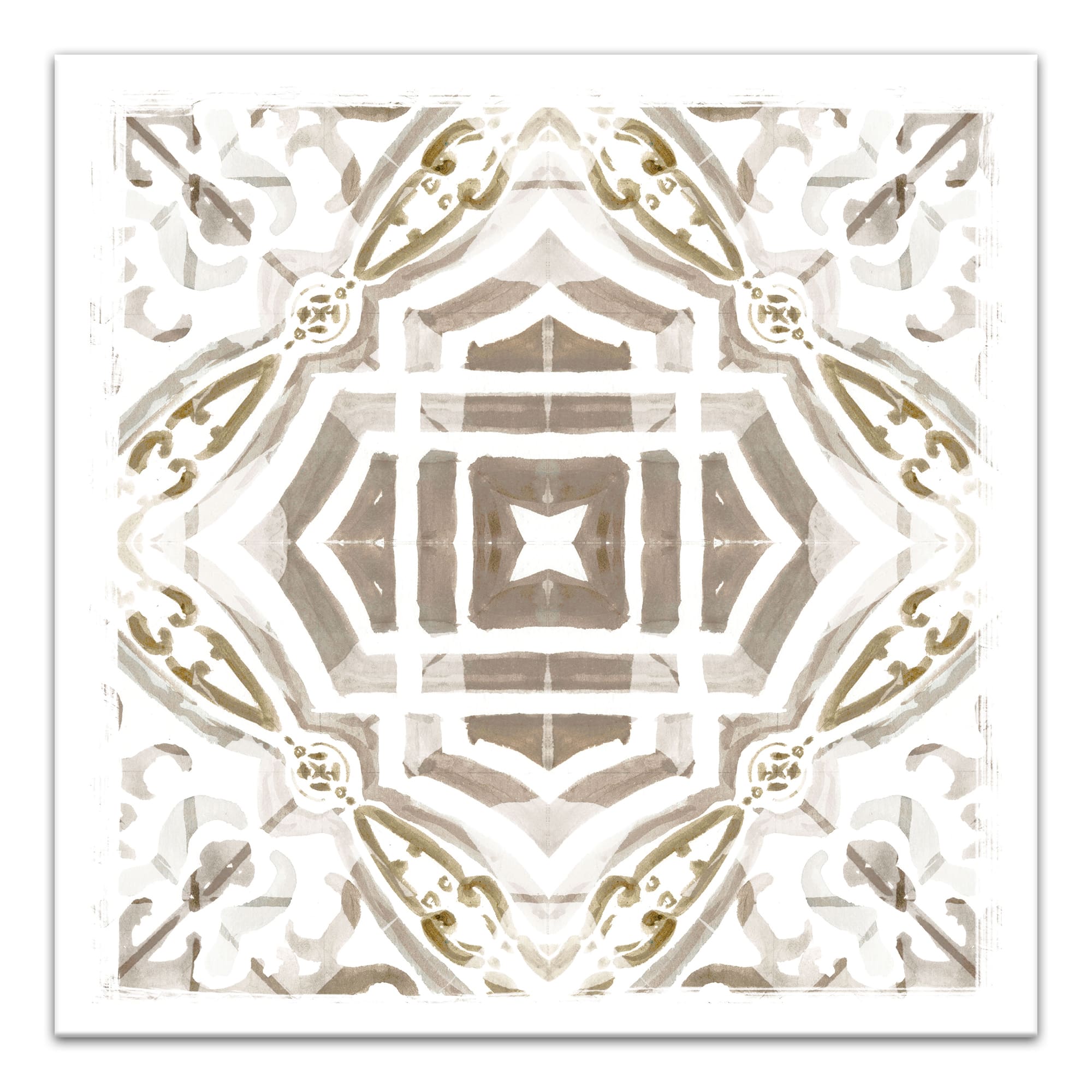 Gray And Gold Medallion 20" x 20" Canvas Wall Art