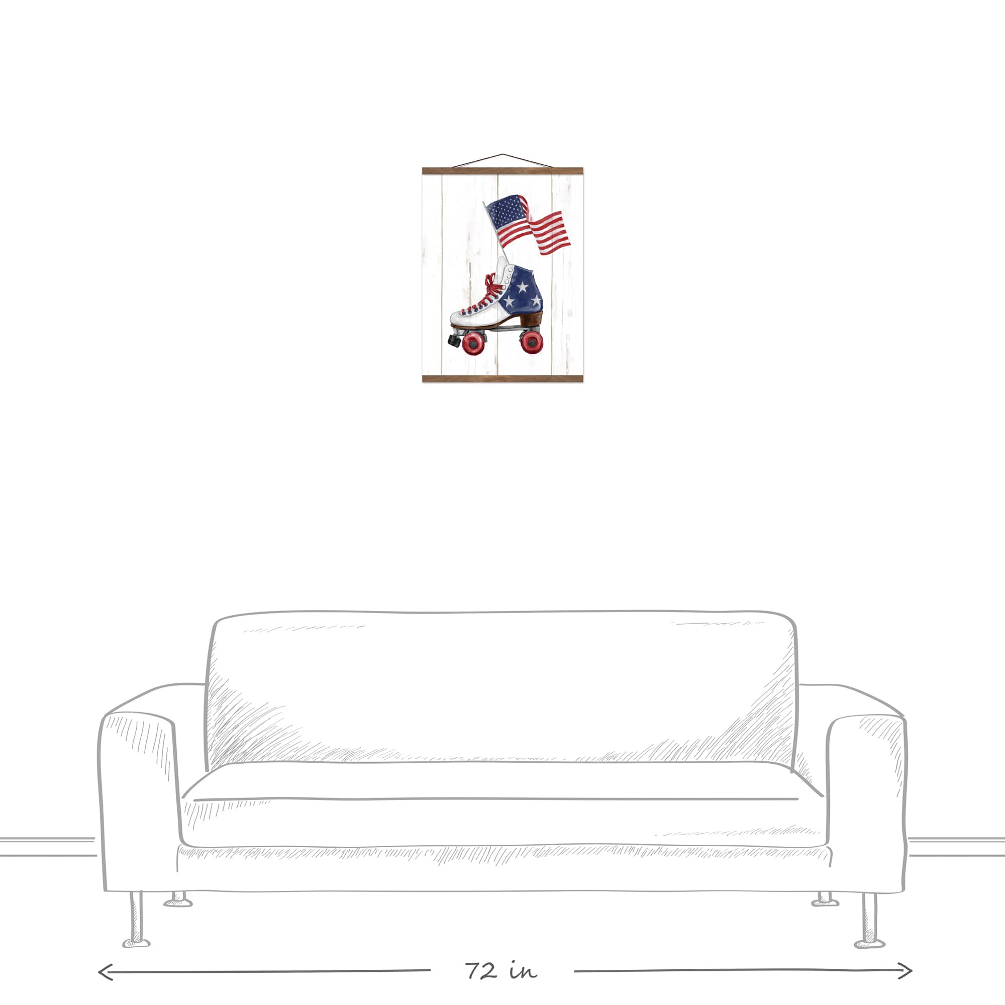 Freedom Flag Skate Teak Hanging Canvas
