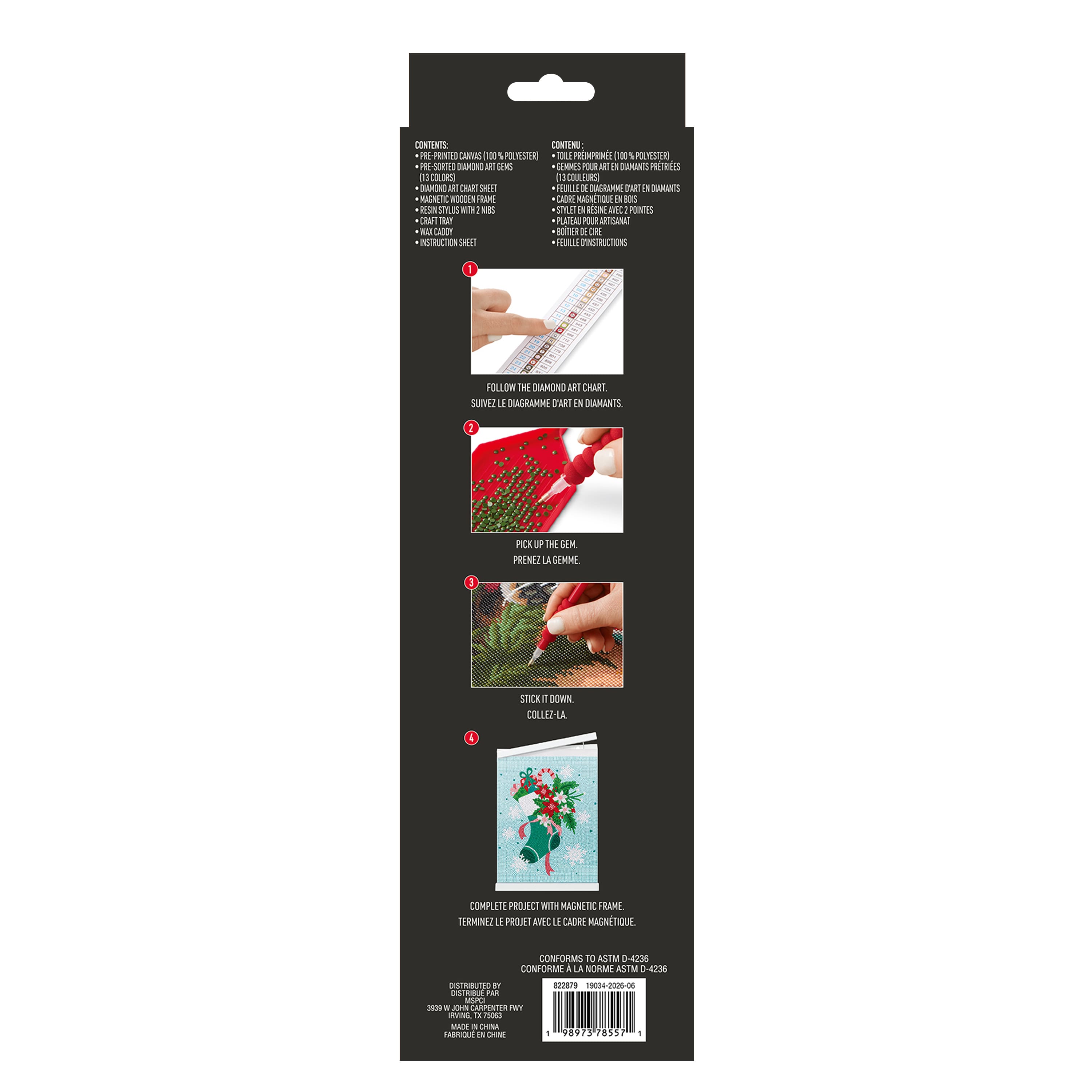 8" x 10" Stocking Diamond Art Kit with Magnetic Wood Frame by Make Market®