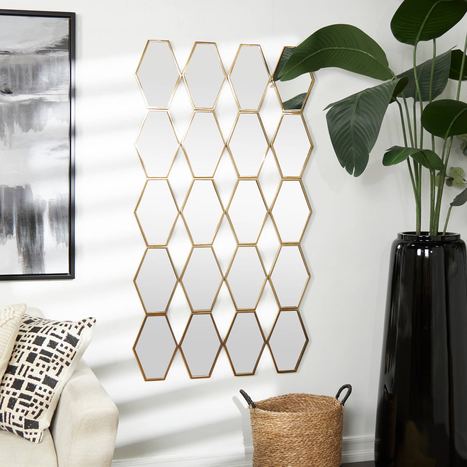 Gold Diamond & Hexagon Wall Mirror