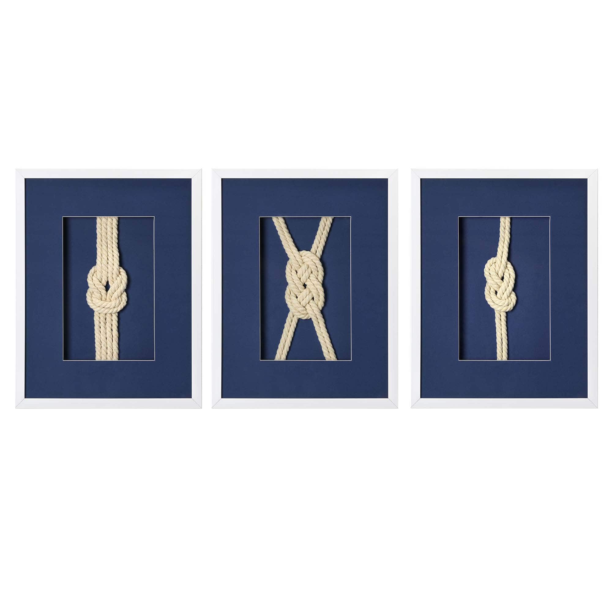 American Art Decor Naut Shore Framed Wall Decor Knots - 11" x 14"