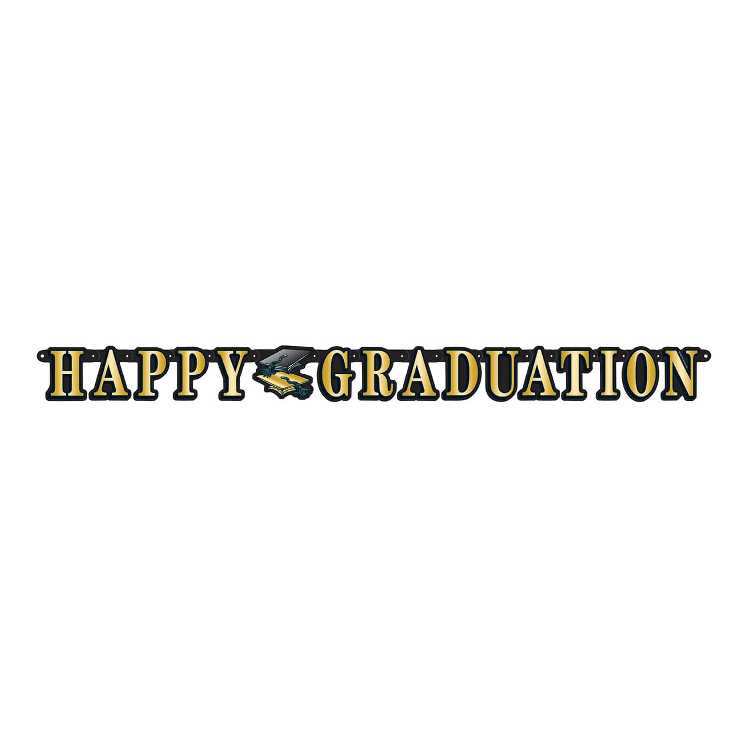 Beistle 5ft. Black & Gold Happy Graduation Streamers, 2ct.