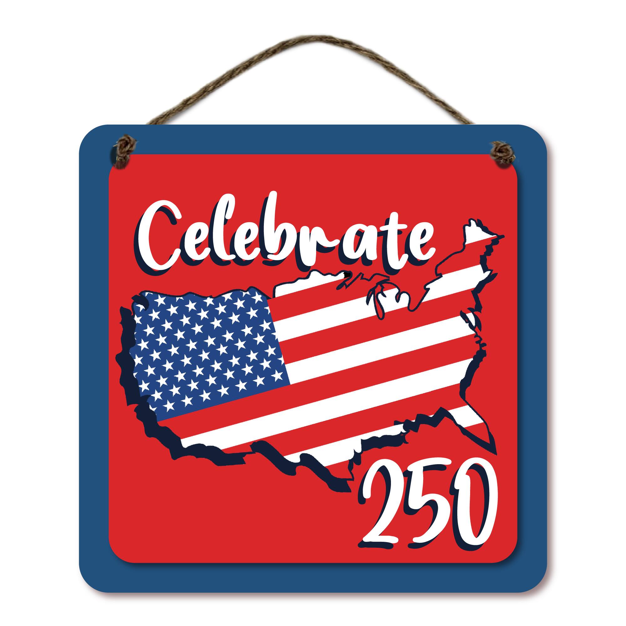 Courtside Market® Celebrate 250™ 12" x 12" Wounded Warrior Project® USA II Hanging Wooden Artboard with Twine