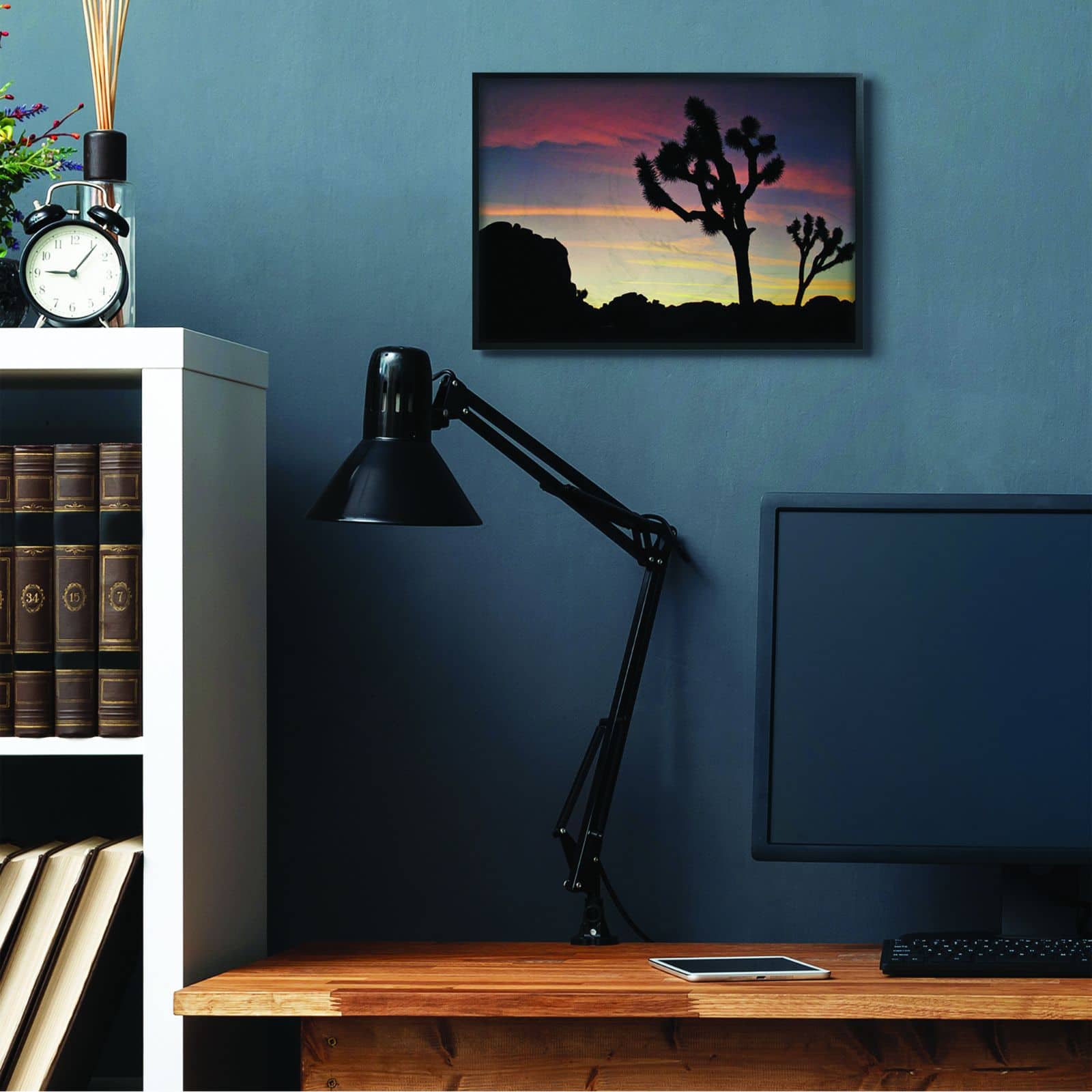 Stupell Industries Desert Tree Sunset Silhouette Wall Art in Black Frame