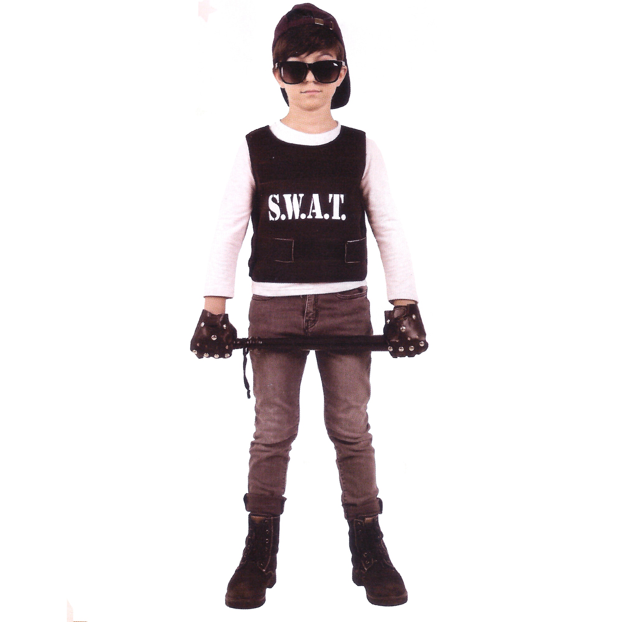 33924666 Black & White Swat Team Boy Child Halloween Costume - Medium