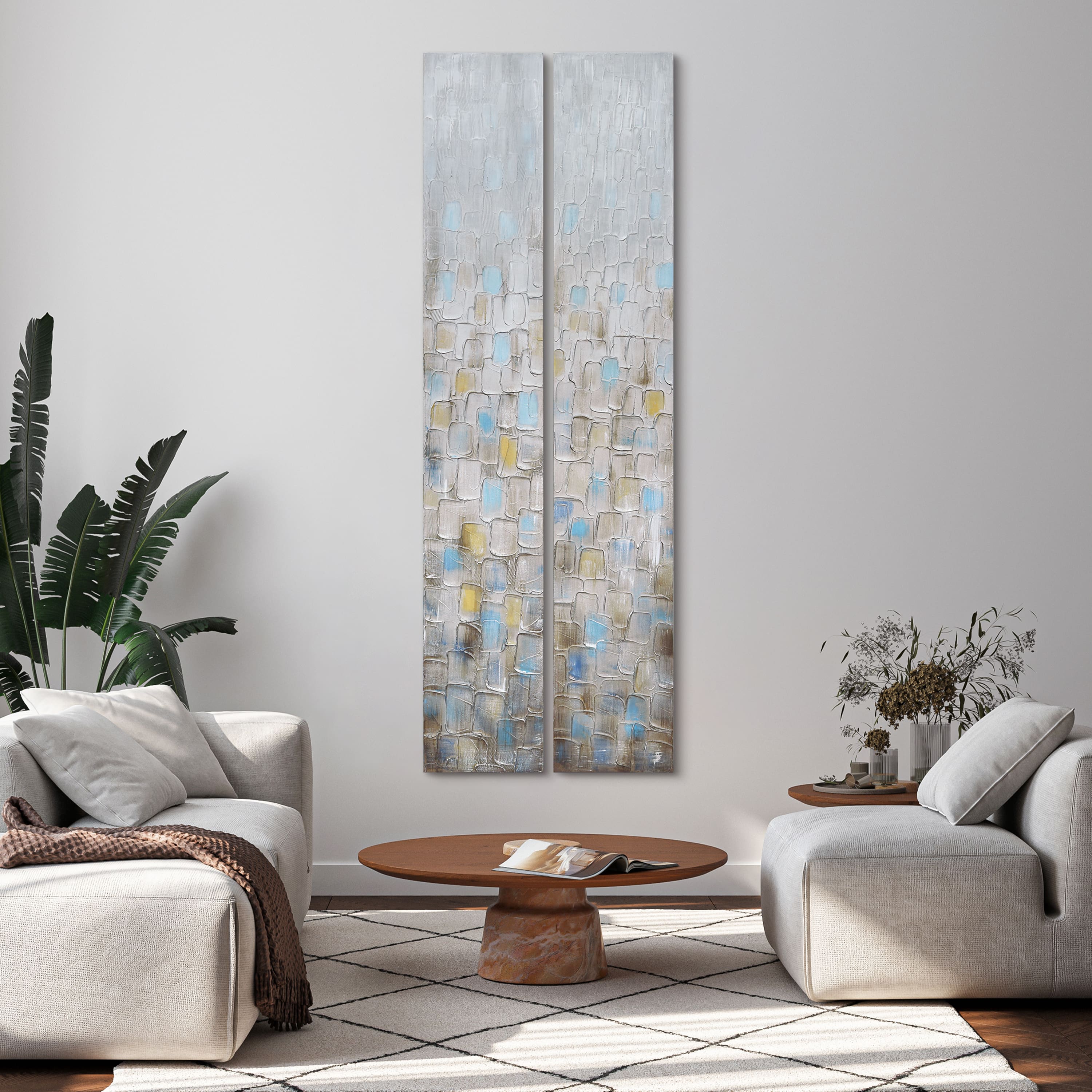Empire Art Direct 72" x 12" Cosmopolitan Textured & Metallic Hand Painted Canvas Wall Art, 2ct.