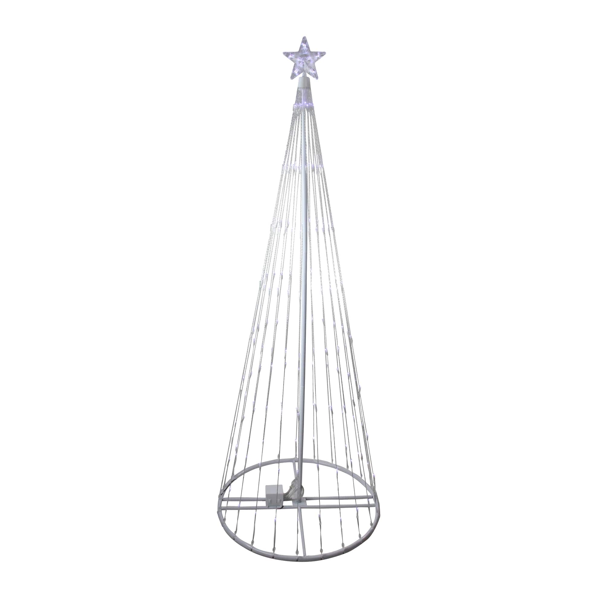 9ft. Pre-Lit Show Cone Christmas Tree Outdoor Decoration, Pure White LED Lights