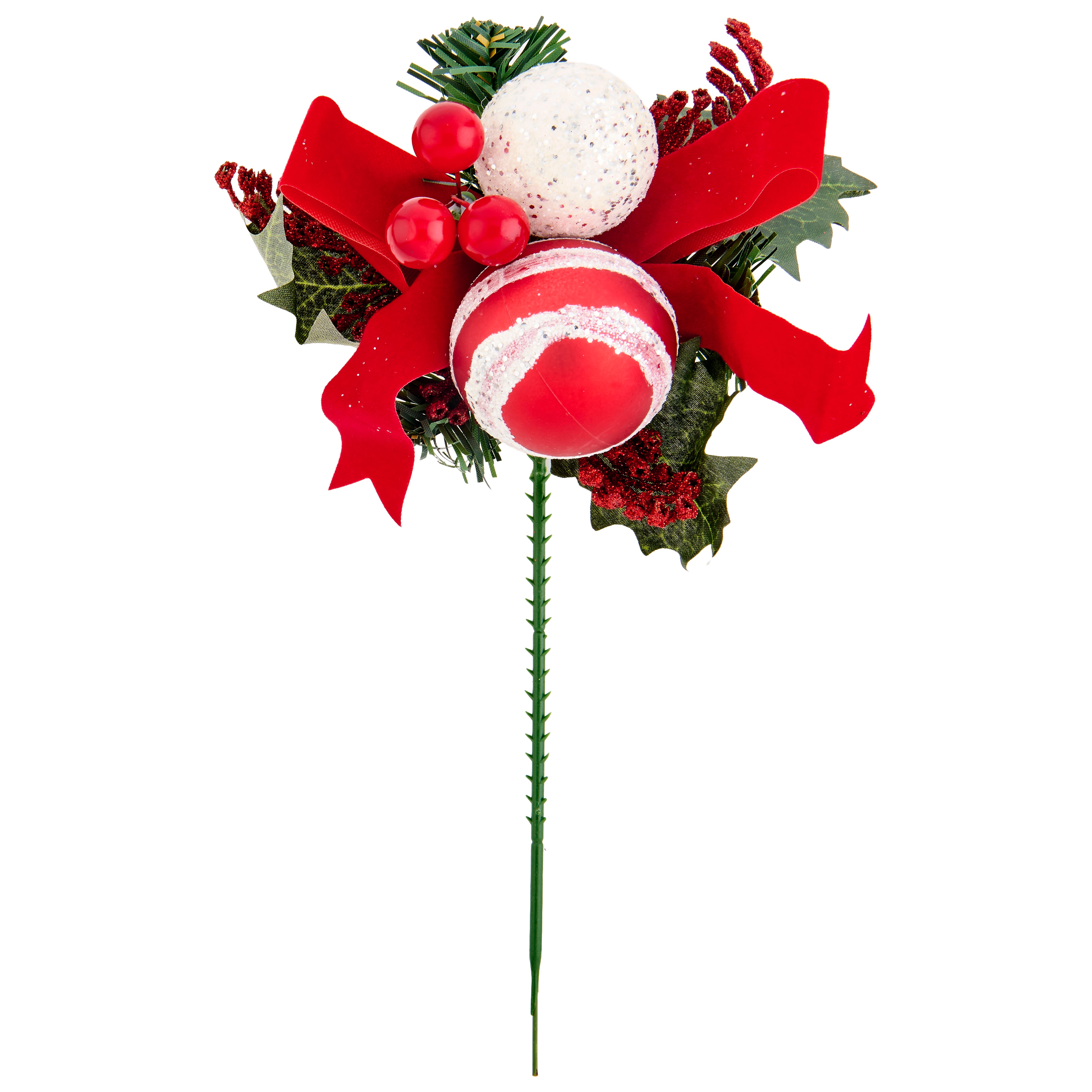 Worth Imports 9" Red & White Christmas Ball Picks, 12ct.