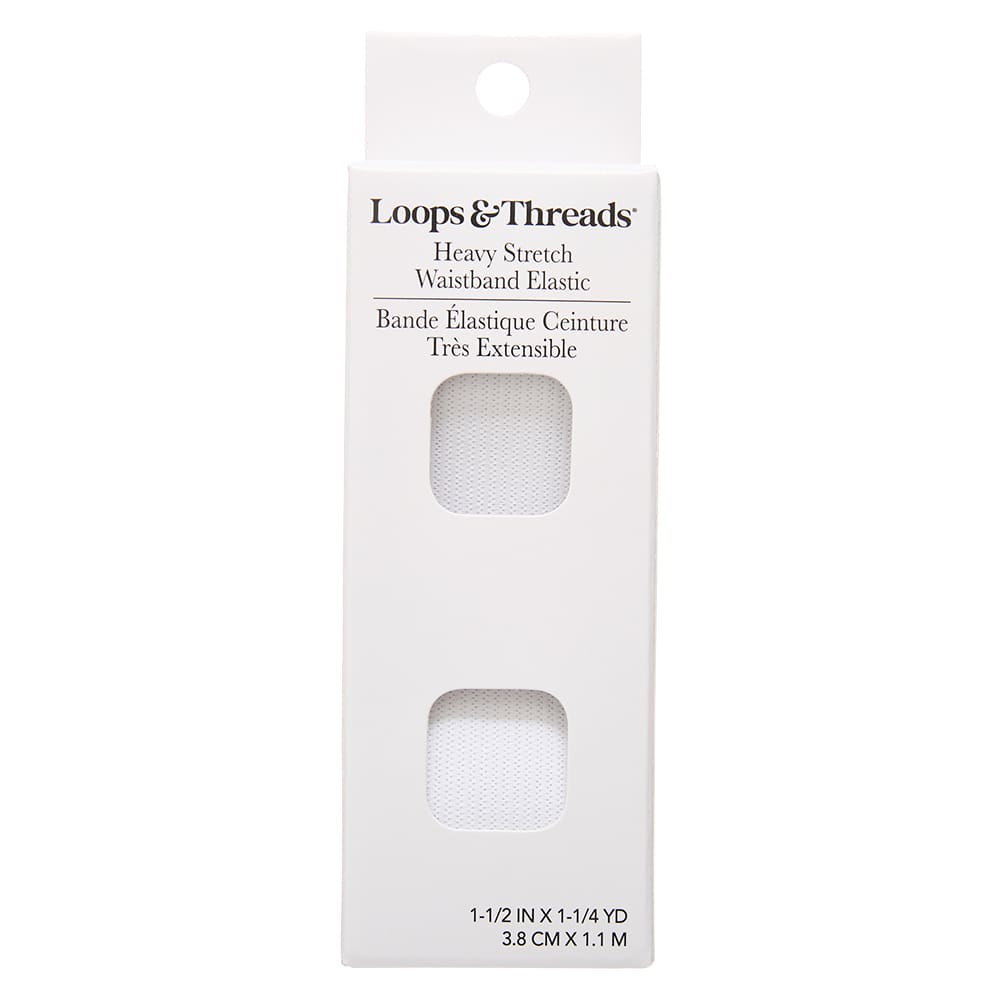 1.5" White Heavy Stretch Waistband Elastic by Loops & Threads®