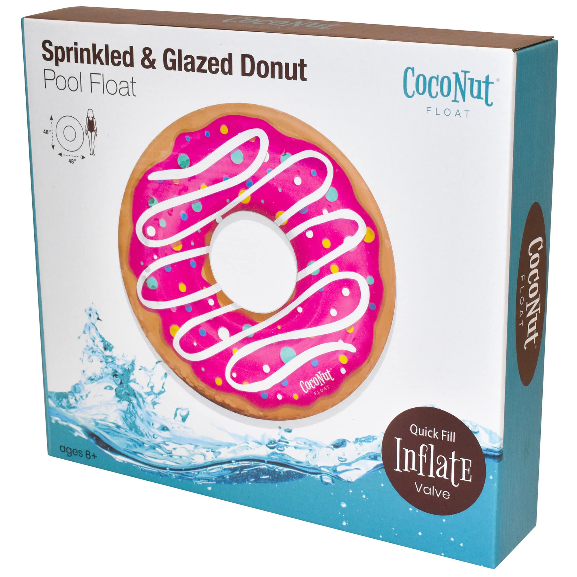 CocoNut Float 4ft. Pink Sprinkled & Glazed Donut Pool Float