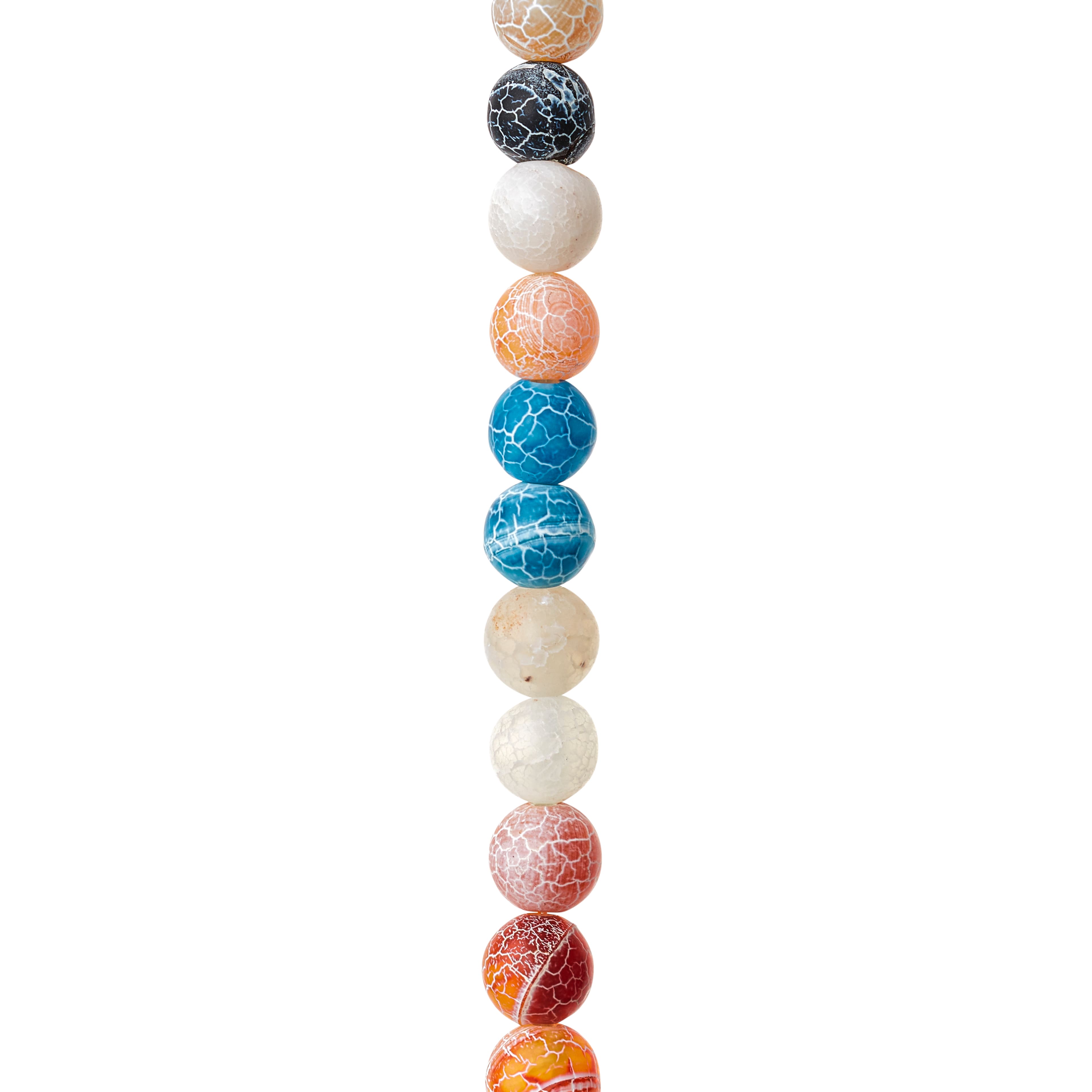 Matte Multicolor Crackled Agate Round Beads, 8mm by Bead Landing™