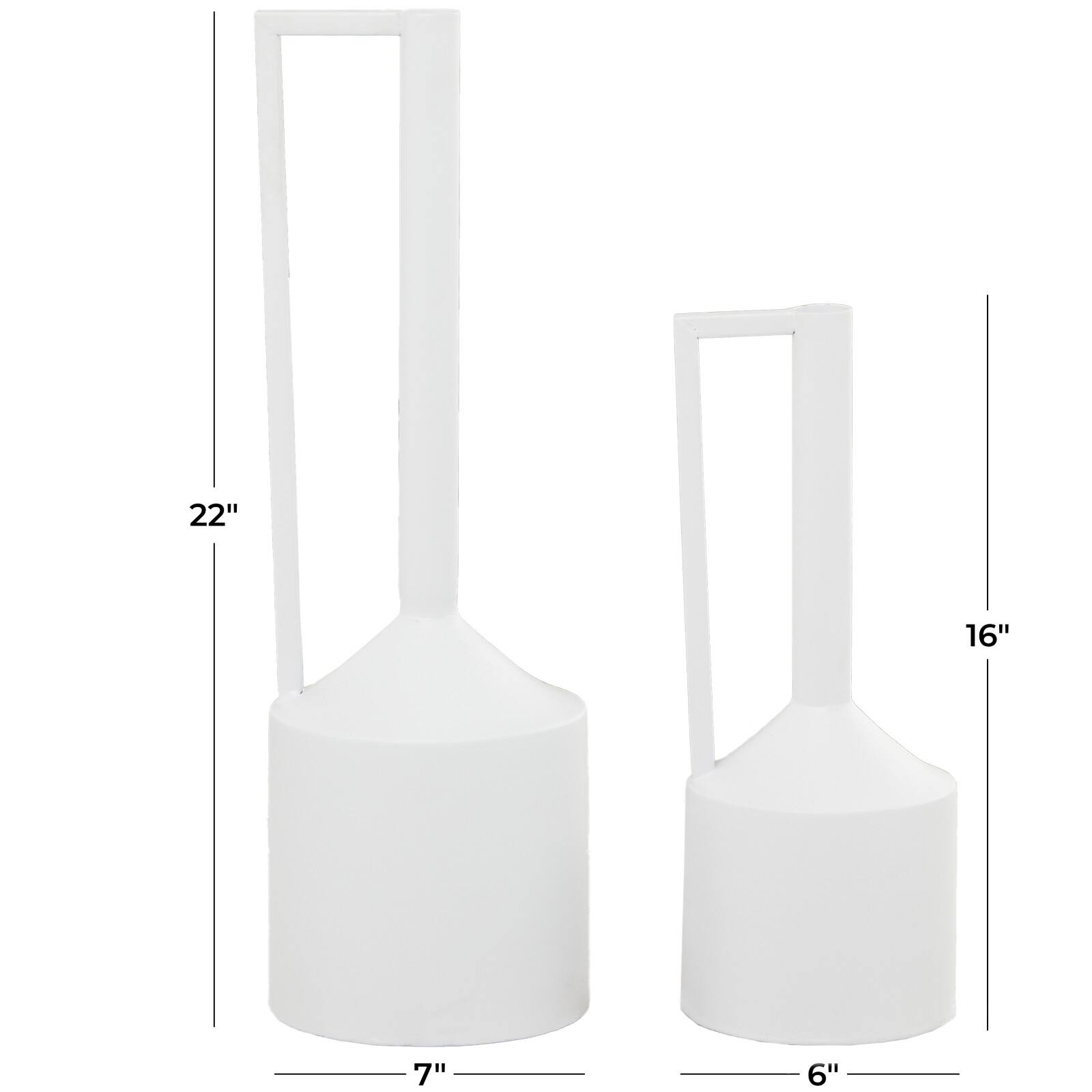 CosmoLiving by Cosmopolitan White Metal Vase with Handles Set of 2 22", 16"