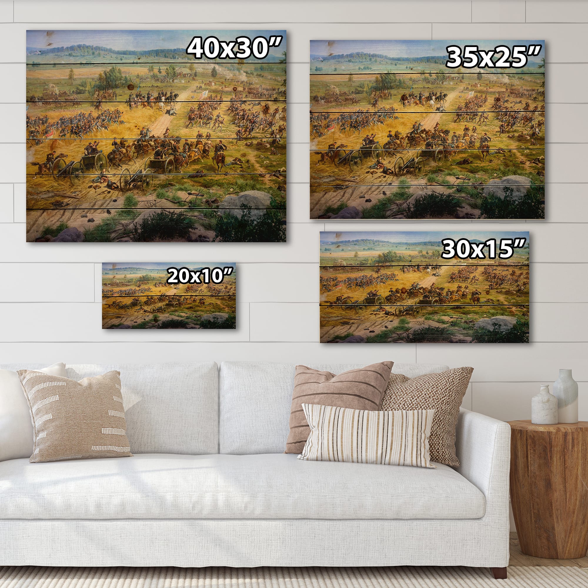 Designart - Gettysburg National Military Park - Vintage Print on Natural Pine Wood