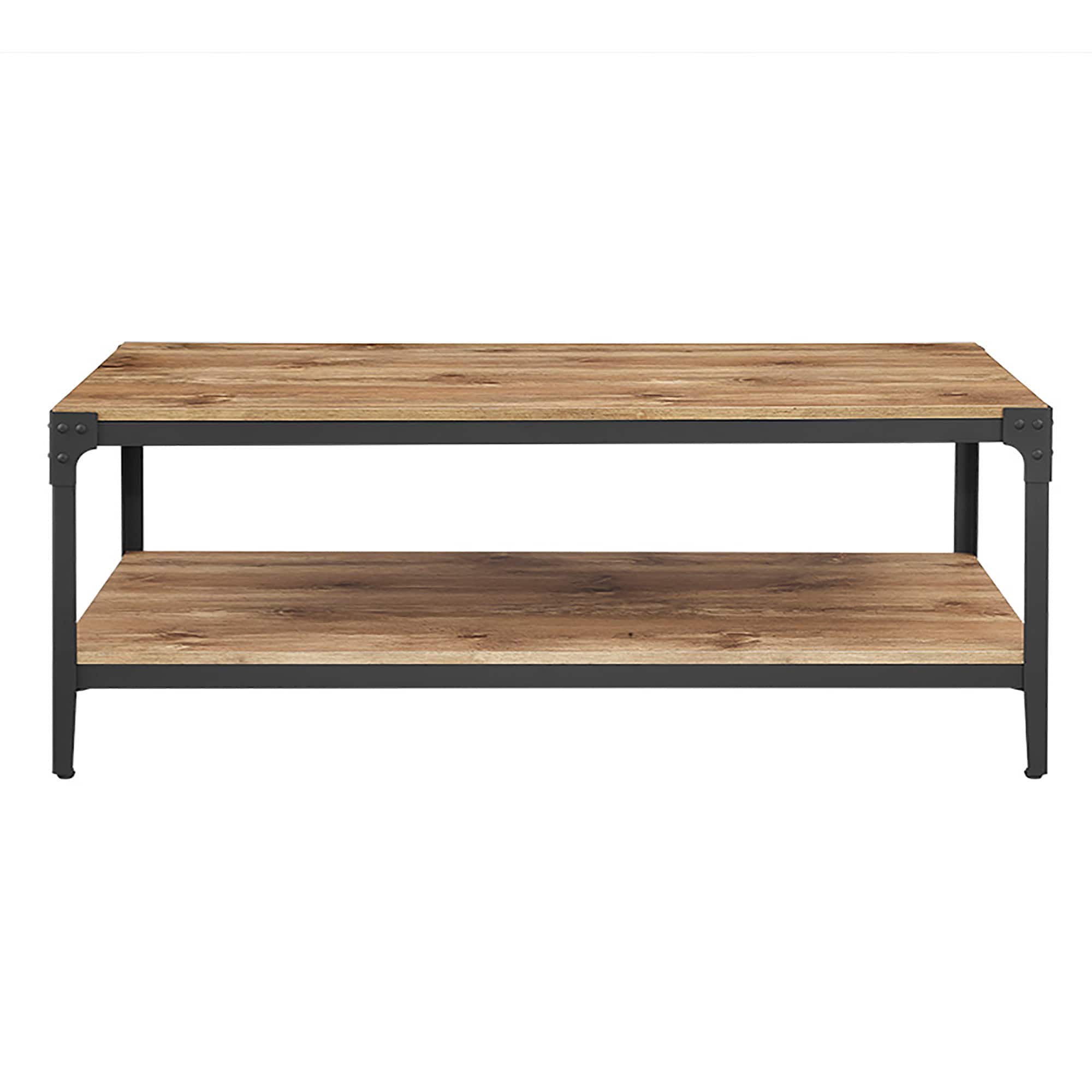 Walker Edison 48" Barnwood Angle Iron Coffee Table