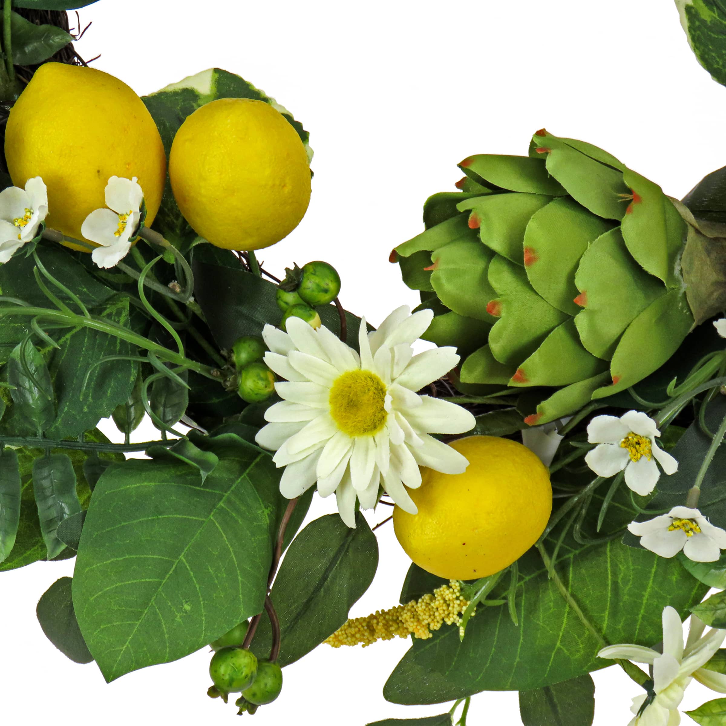 22'' Daisy, Artichoke, and Lemon Wreath