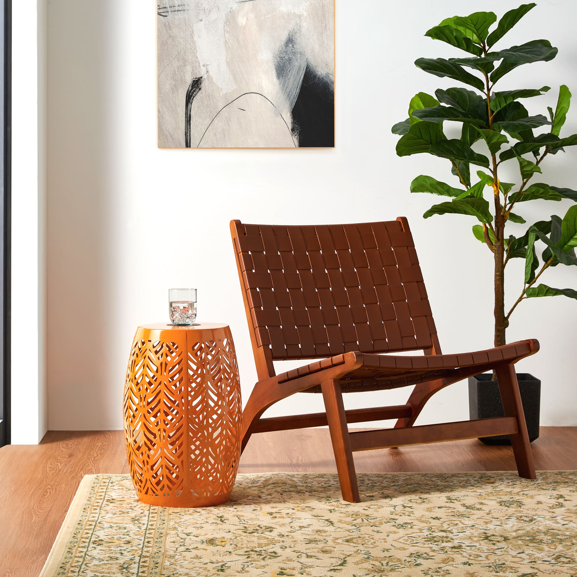 Glitzhome® 18.25" Multifunctional Solar Powdered Iron Leaf Cutout Garden Stool