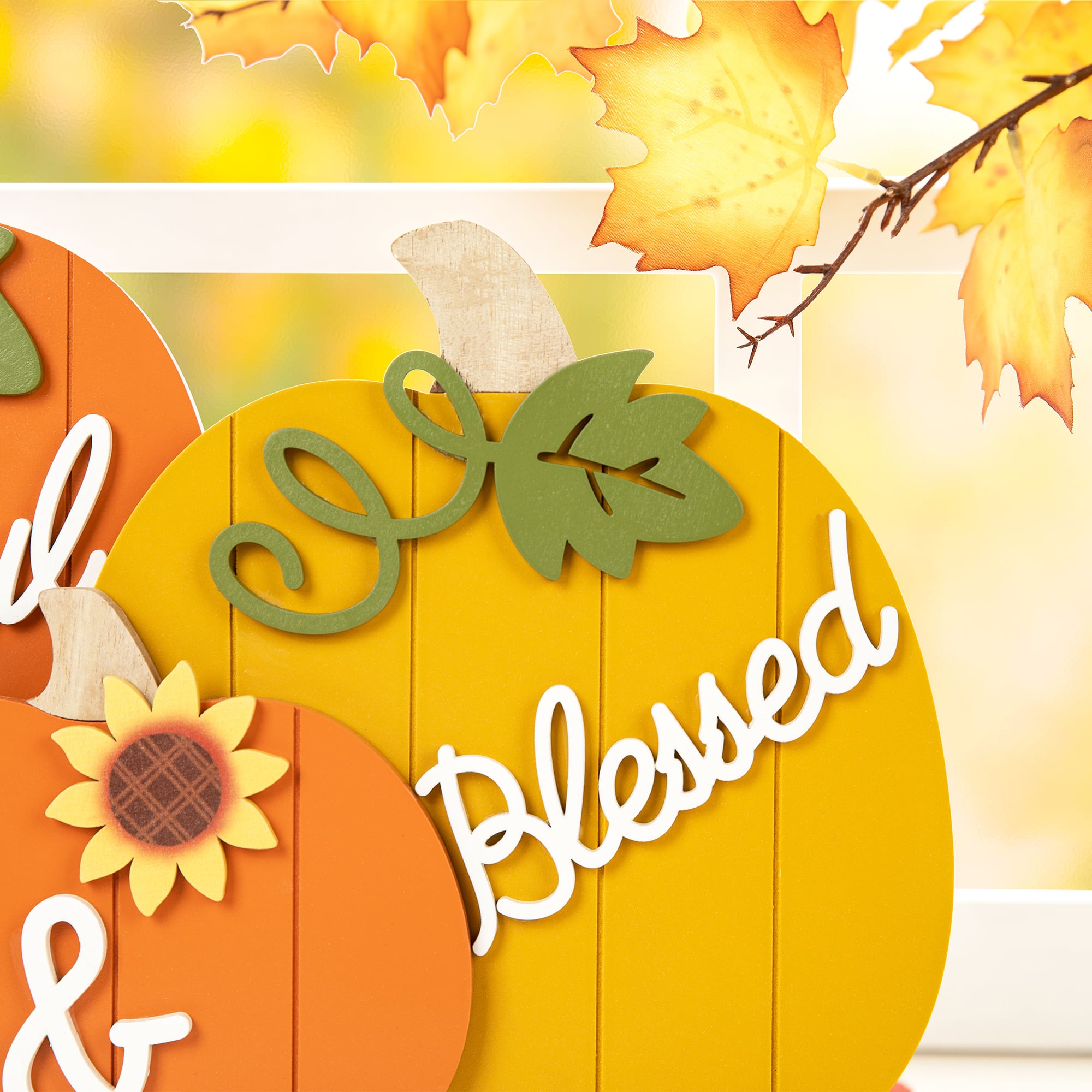 Glitzhome® 16" Thanksgiving Wooden Pumpkins Table Décor