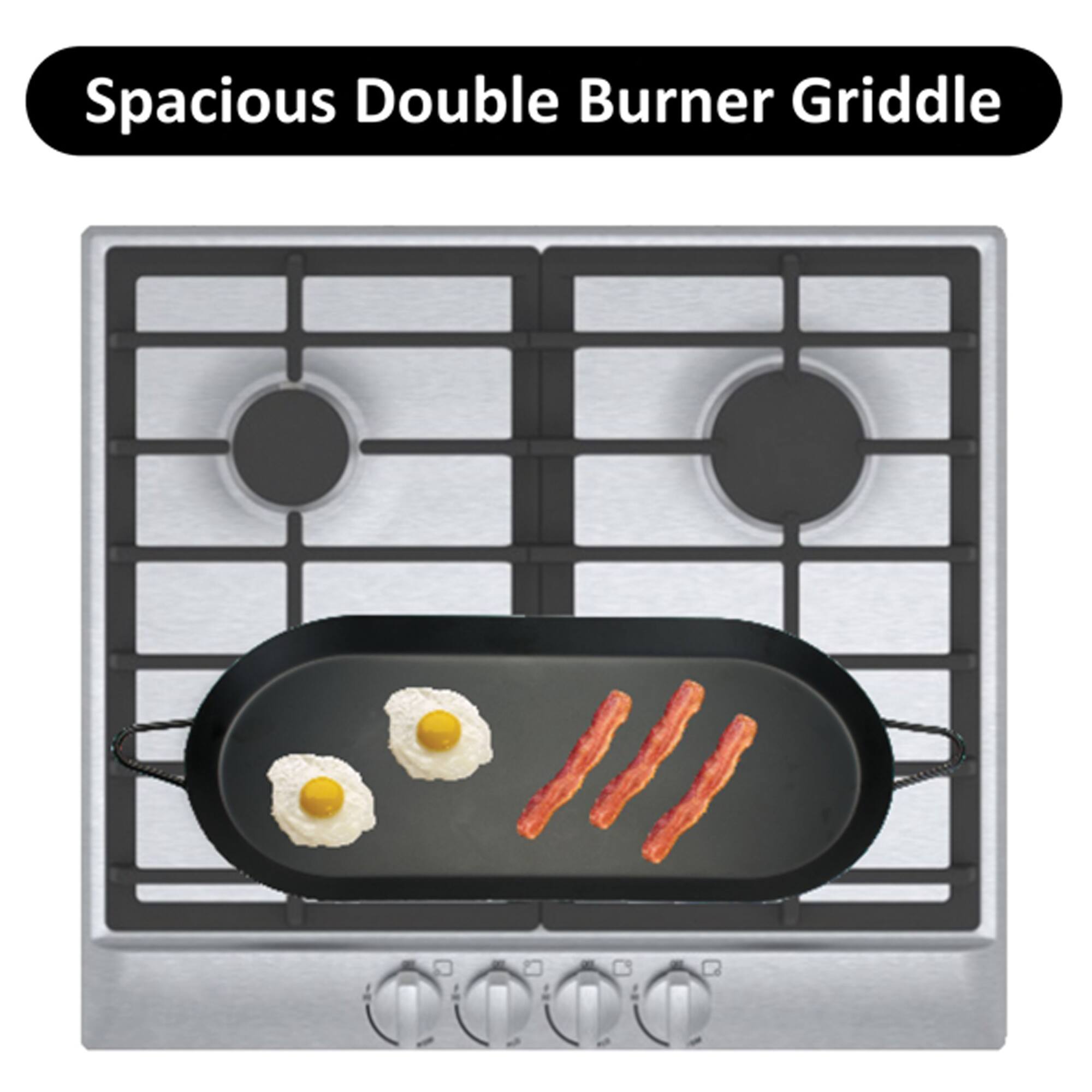 Brentwood 18" x 8.5" Double Burner Carbon Steel Nonstick Comal Griddle