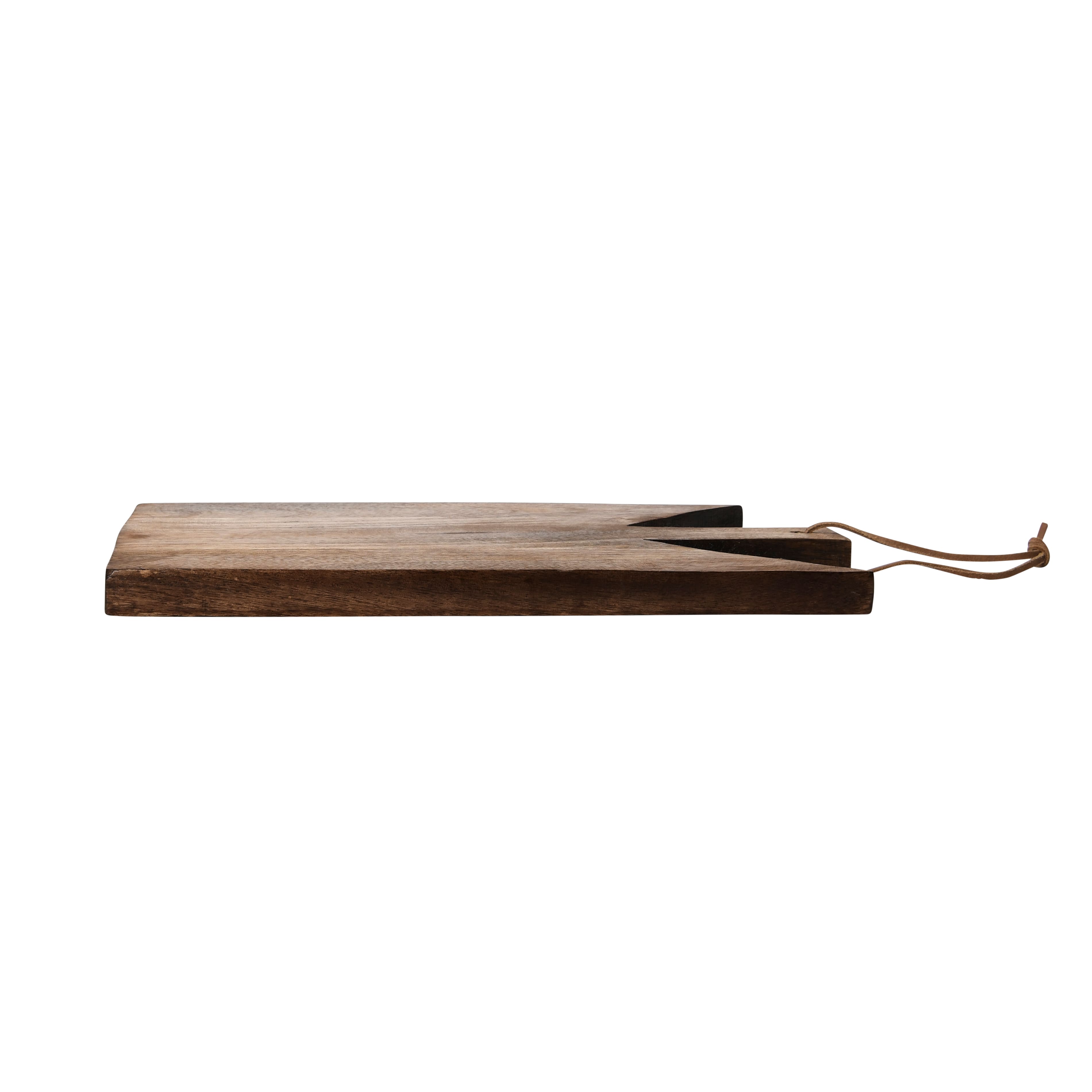 Hello Honey® 12" Natural Geometric Wood Cutting Board with Leather Tie