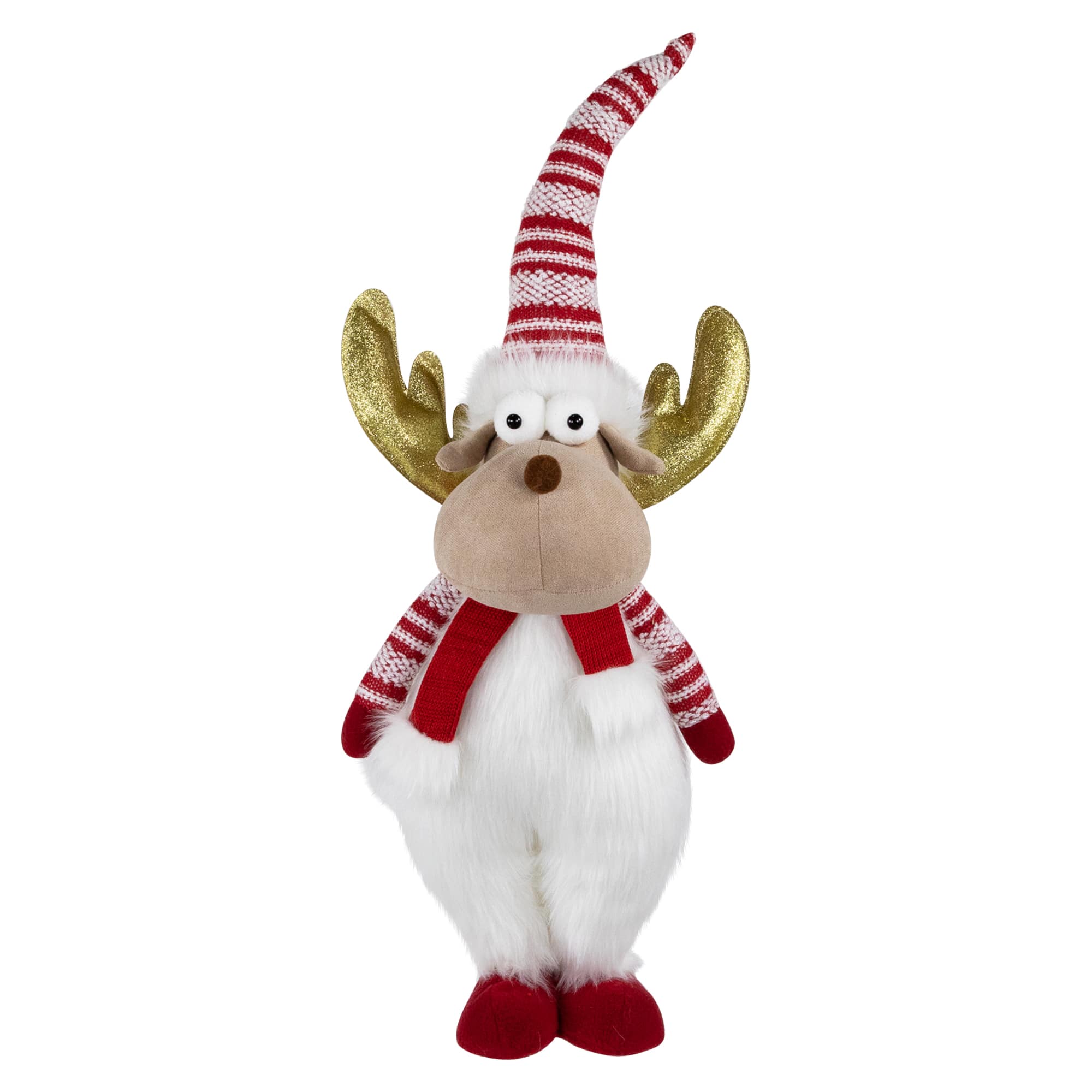 Northlight 25" White & Red Standing Plush Moose Christmas Figure with Glitter Antlers | Michaels®