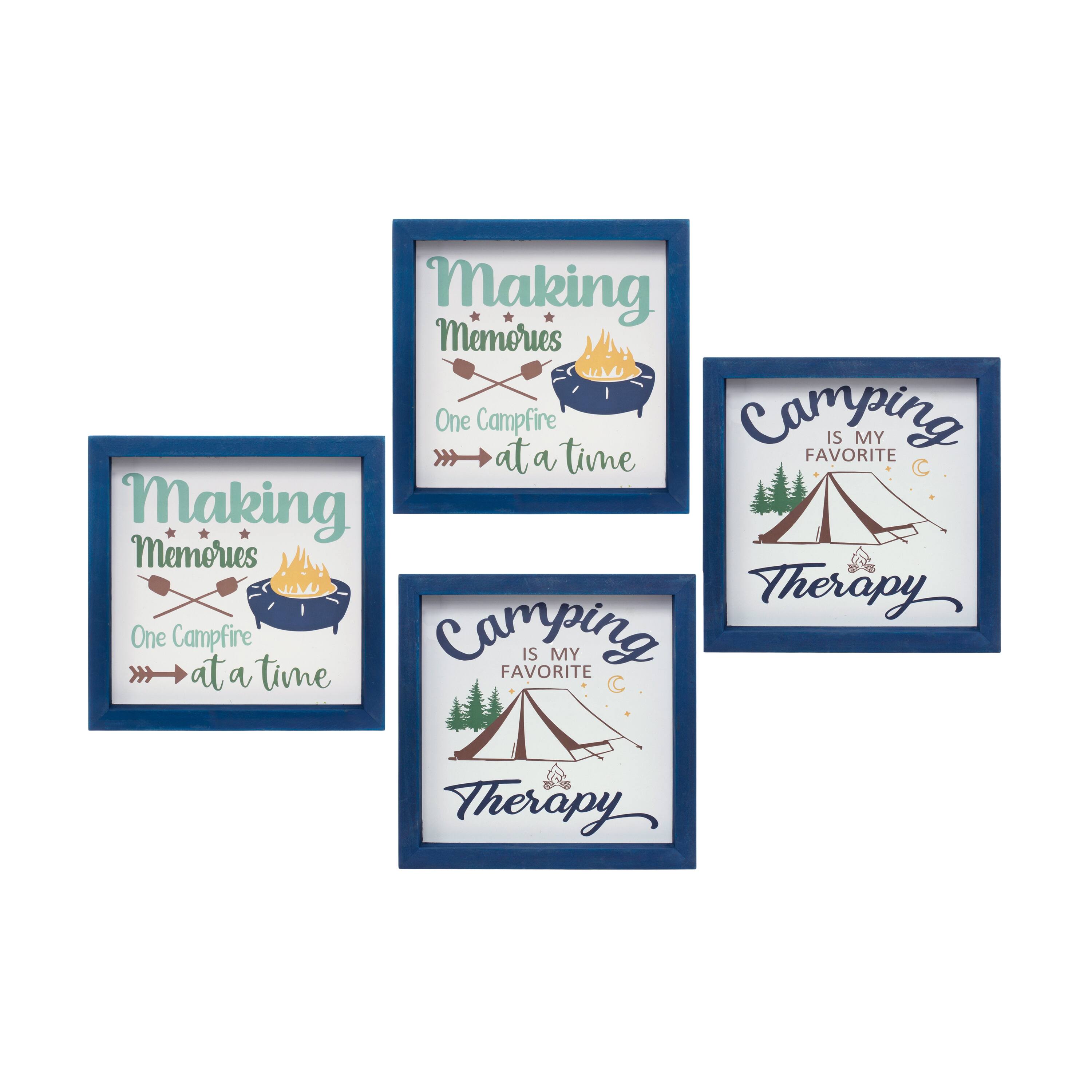 10" x 10" Wood Framed Camping Sentiment Signs Set By Melrose | Michaels®