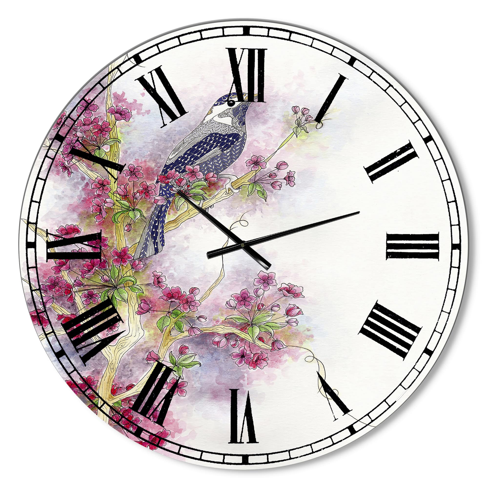 Designart Cherry Blossom Days Large Cottage Wall Clock