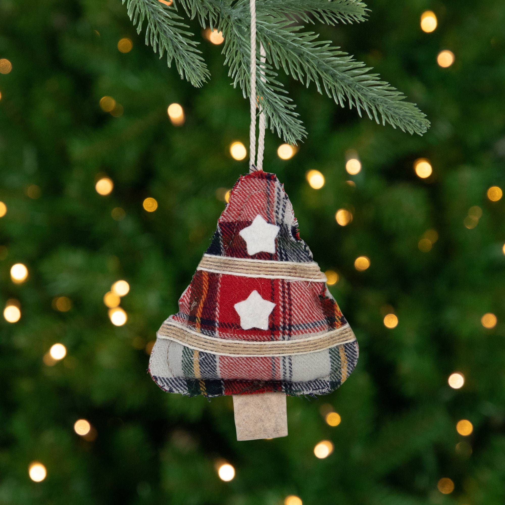 4" Plaid Christmas Tree Shaped Plush Ornament By Northlight in Red | Michaels®
