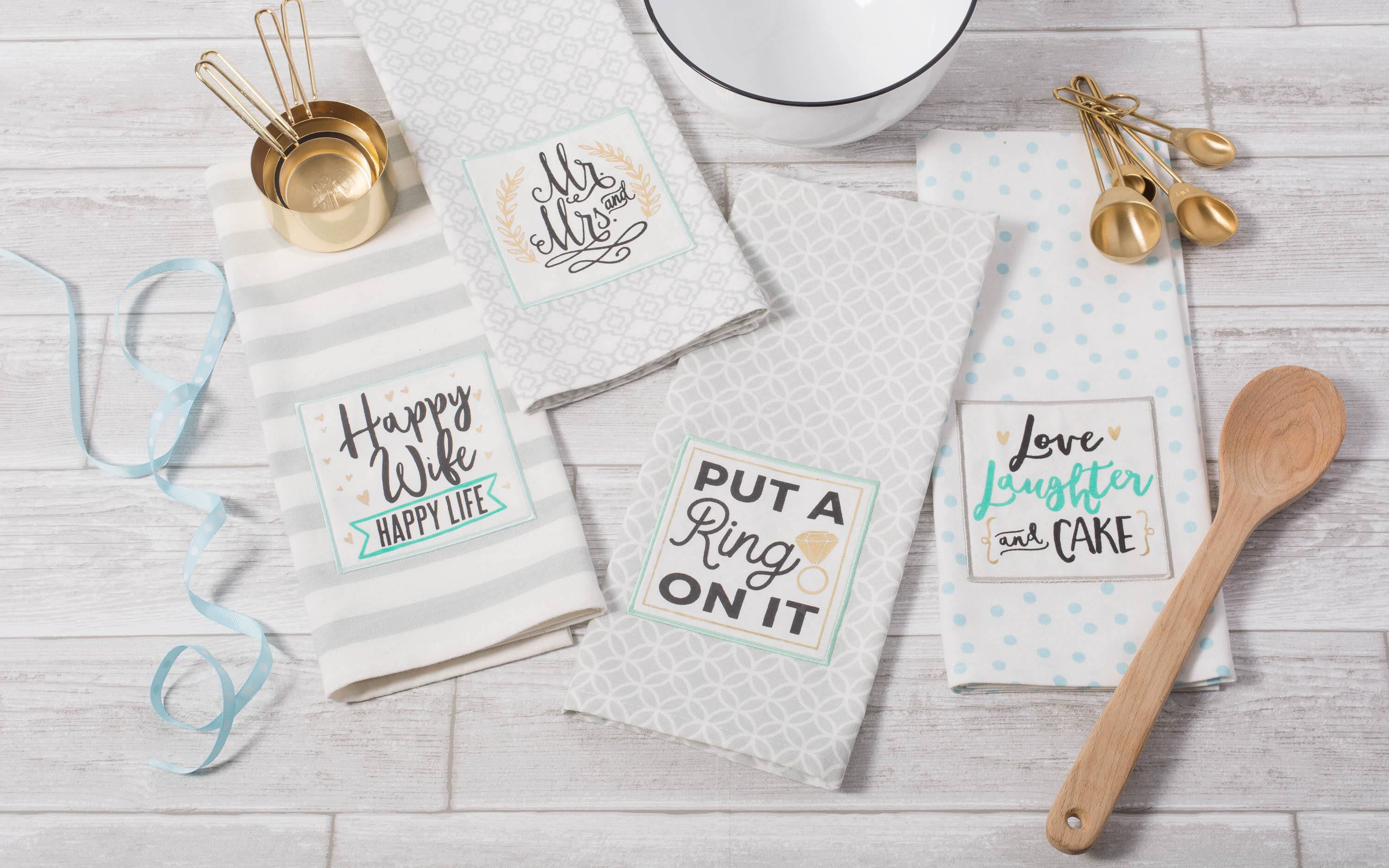 DII® Wedding Themed Embellished Dishtowels, 4ct.