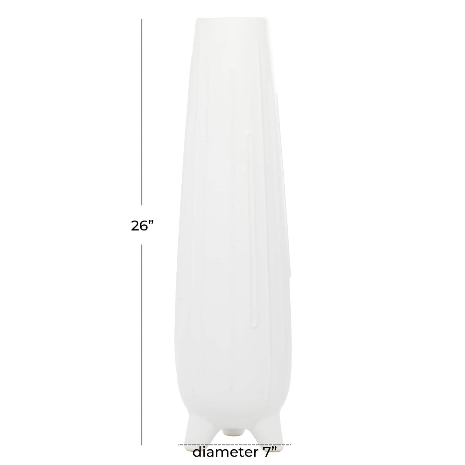 CosmoLiving by Cosmopolitan White Ceramic Contemporary Vase, 7" x 26"