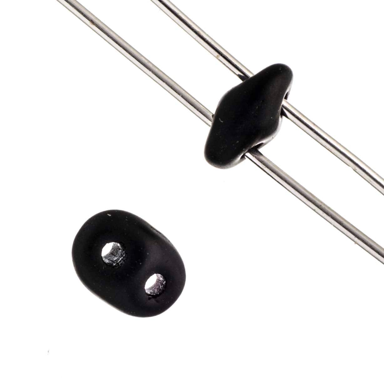 12 Pack: John Bead Superduo Two-Hole Matte Jet Czech Glass Beads, 5mm