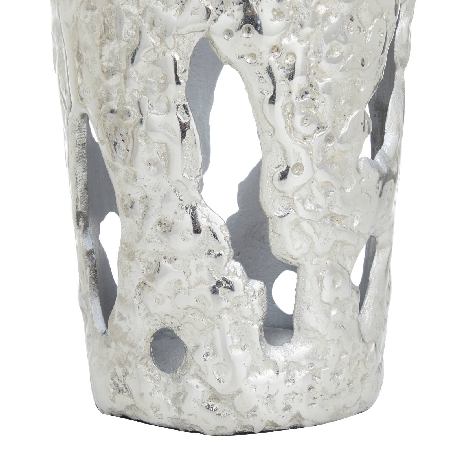 Set of 2" Silver Aluminum Contemporary Vases, 20" x 7" x 6"