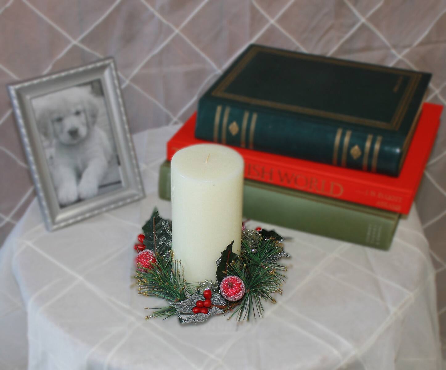 3.25" Christmas Artificial Floral Frosted Mini Apple Berry Leaf Candle Rings, 2ct.