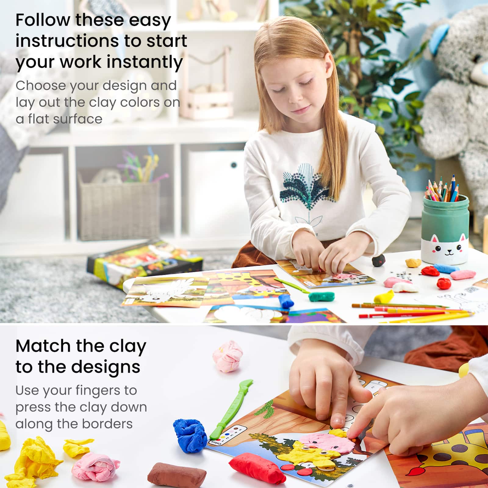 Arteza® Kids Safari Clay By Numbers Kit, 56 pcs
