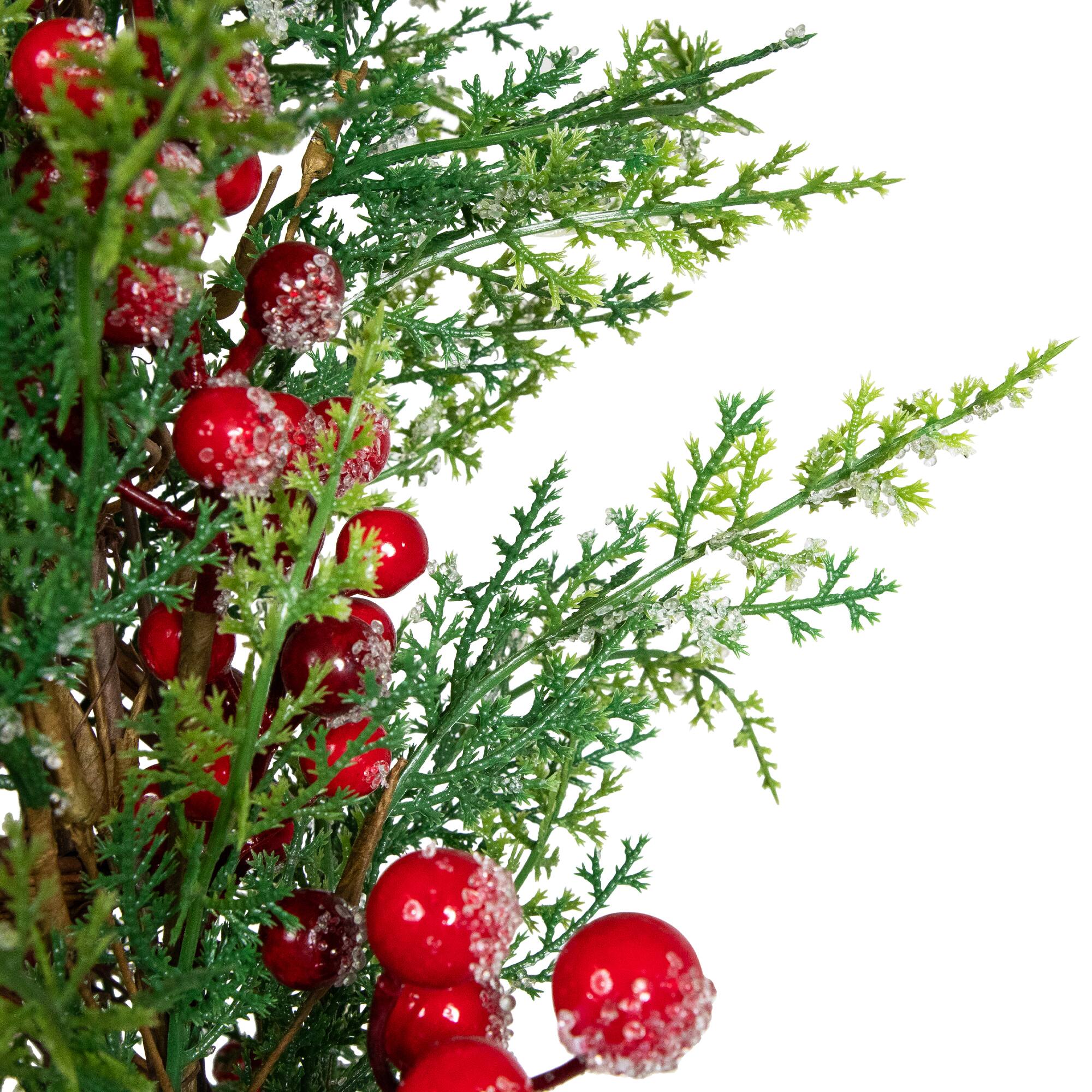 27" Icy Pine & Red Berry Cone Artificial Christmas Tree