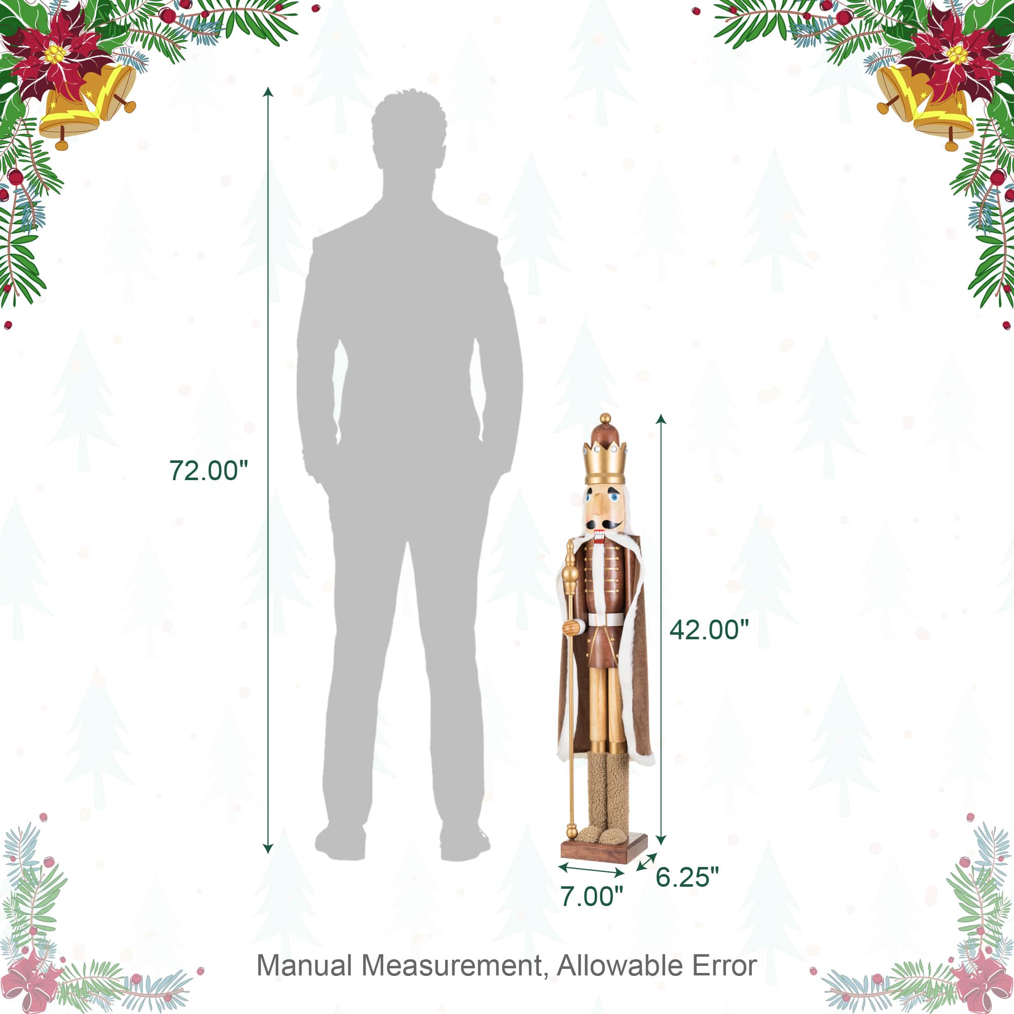 Glitzhome® 42" Wooden Christmas Brown King Nutcracker