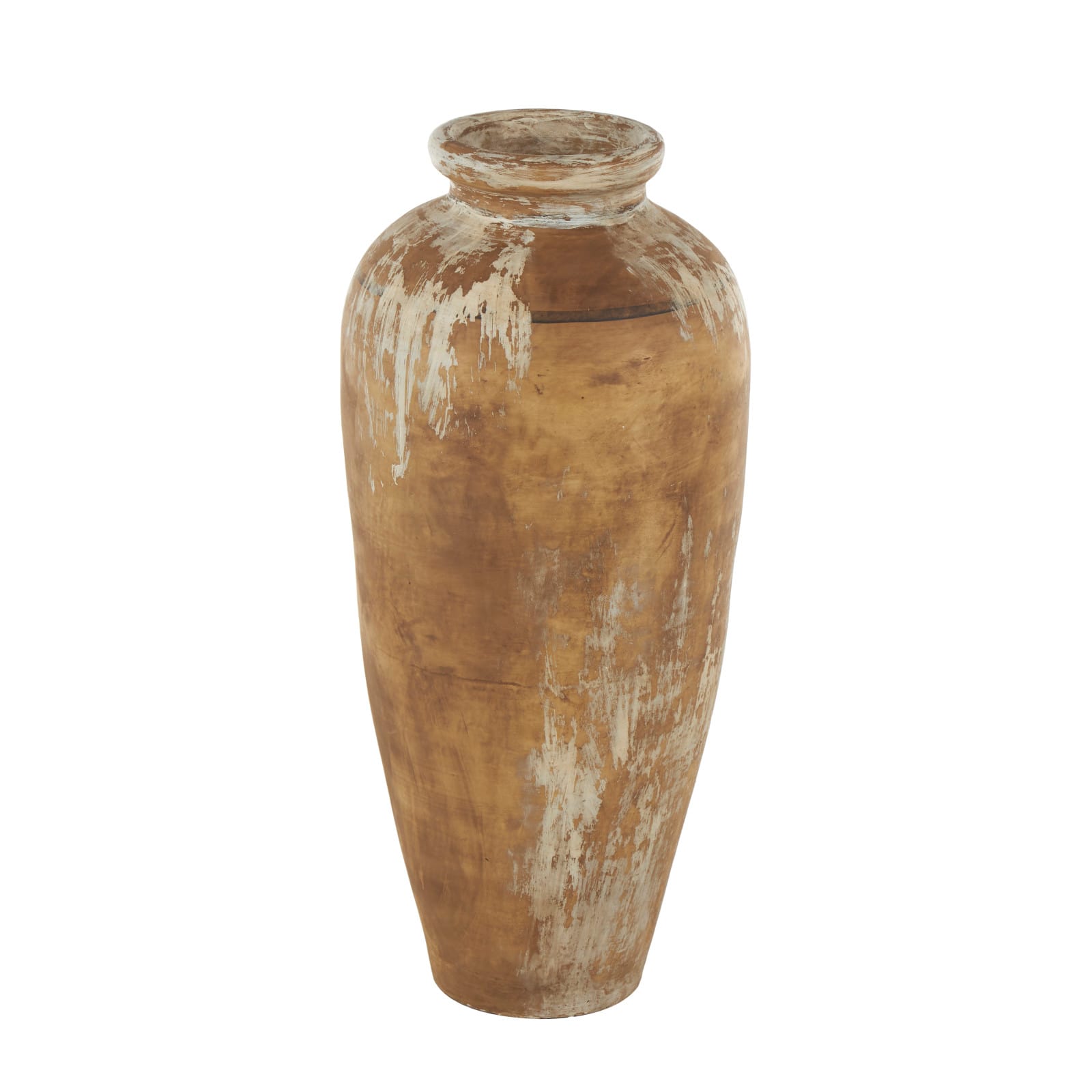Brown Ceramic Antique Style Distressed Patina Vase