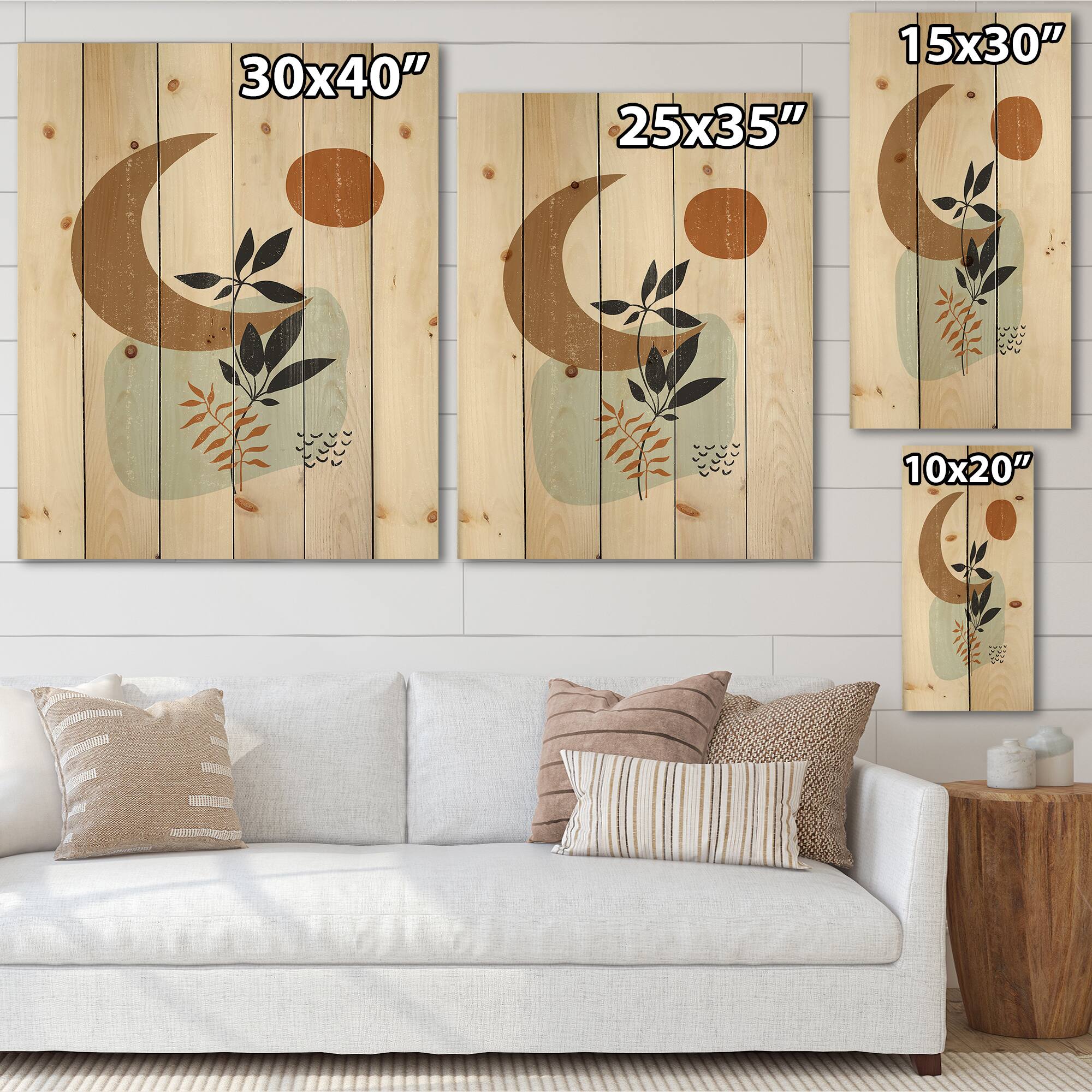 Designart - Abstract Sun & Moon With Minimal Plants