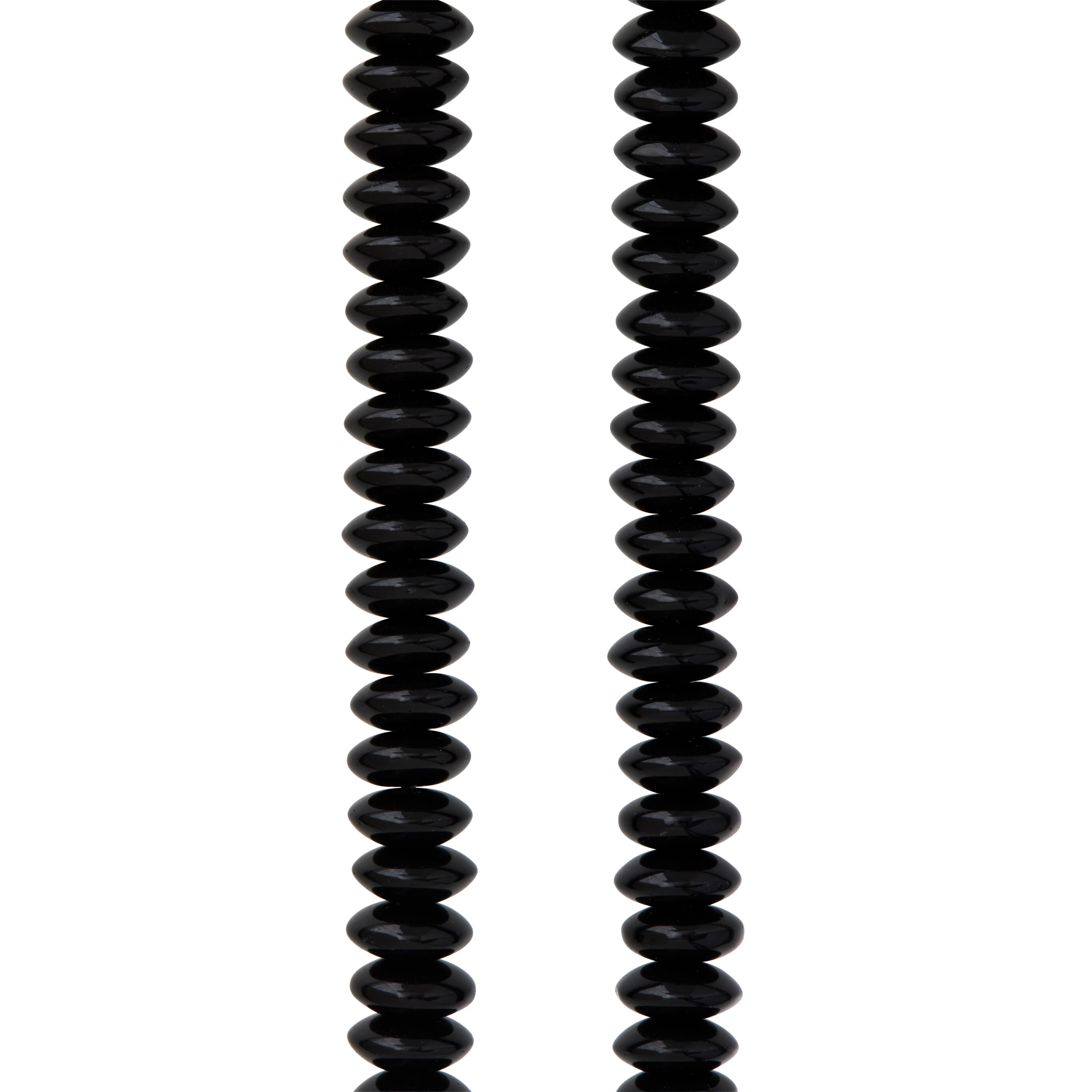 12 Pack: Black Rondelle Glass Beads, 10mm by Bead Landing™