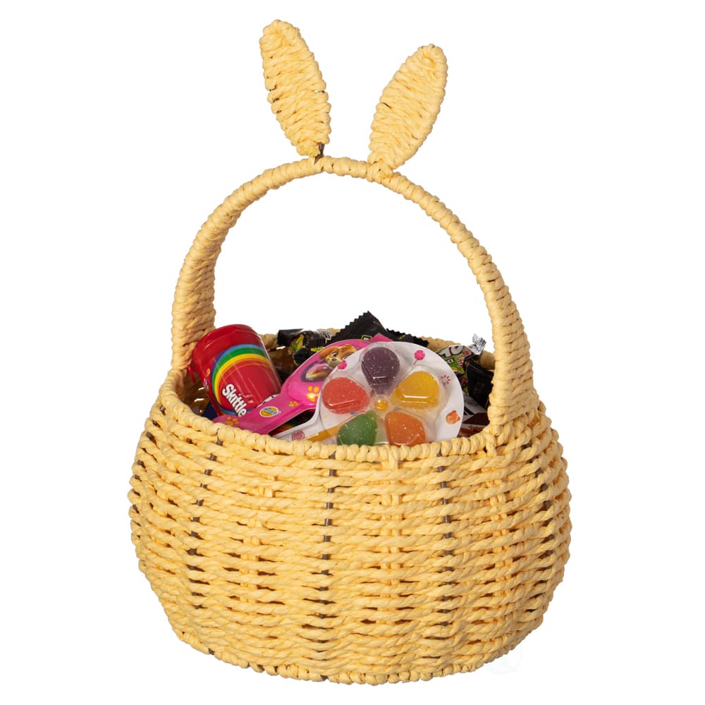 Wickerwise Hand Woven Easter Bunny Ears Basket with Handle
