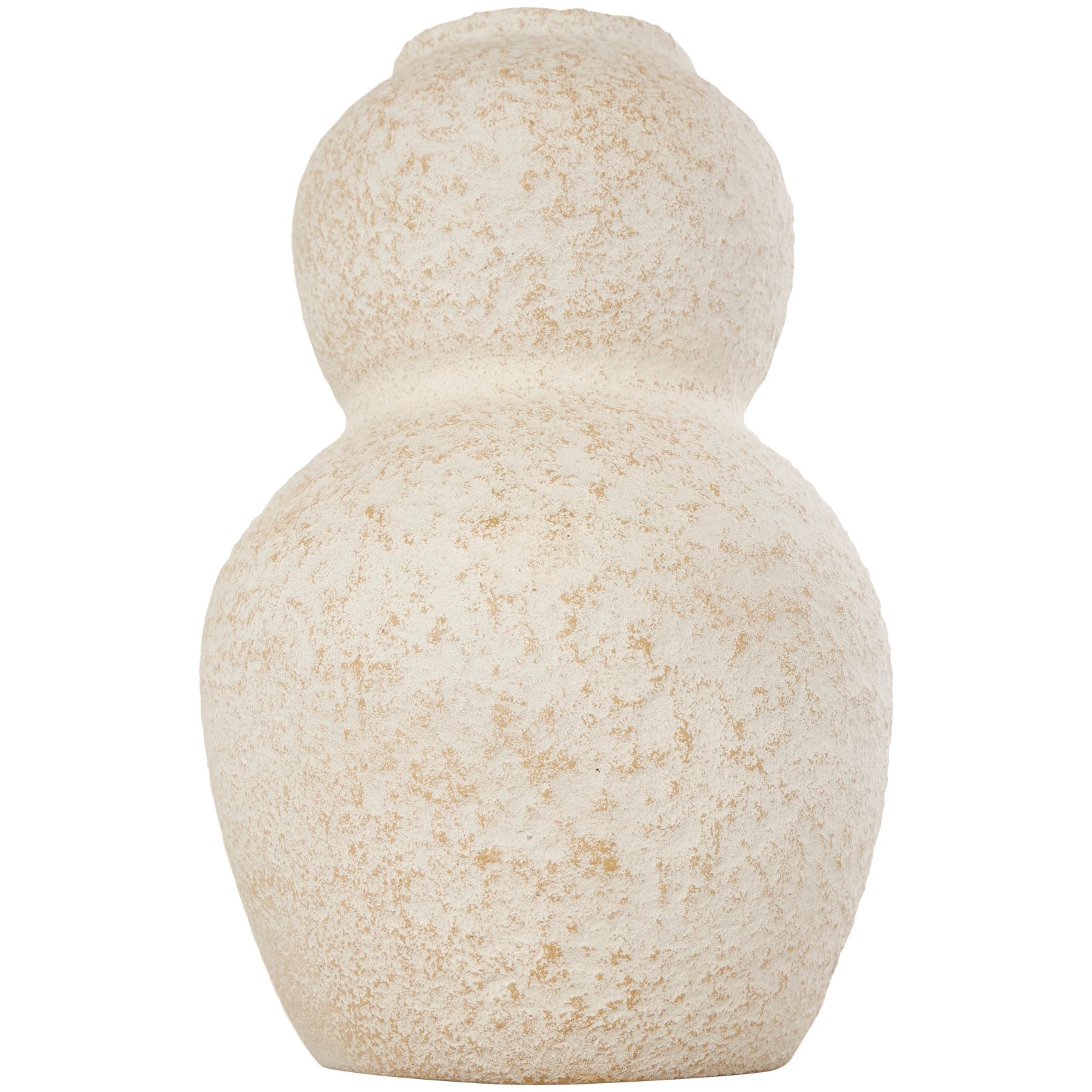 12" Cream Ceramic Hourglass Textured Vase