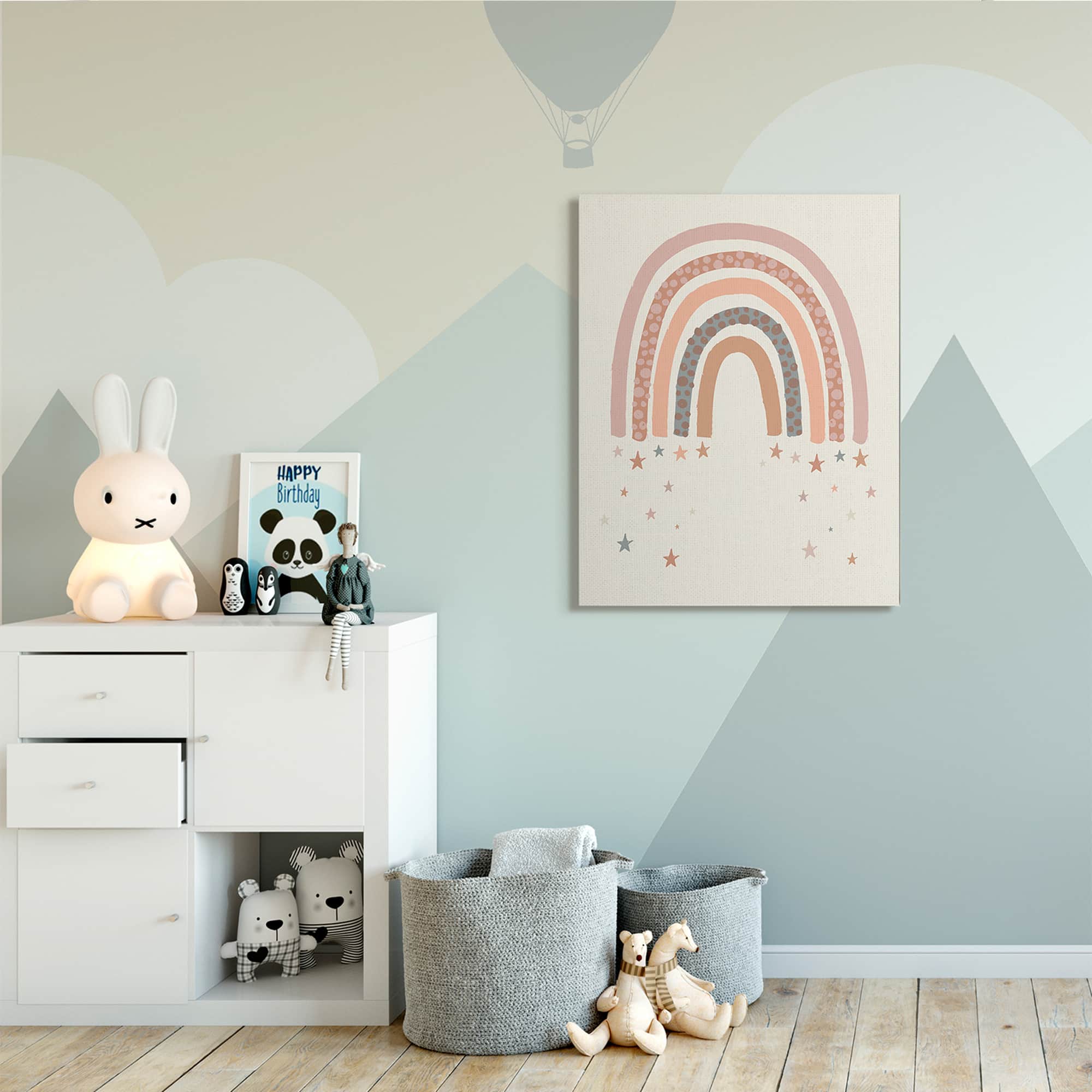 Stupell Industries Desert Rainbow Falling Stars Beige Pink Canvas Wall Art