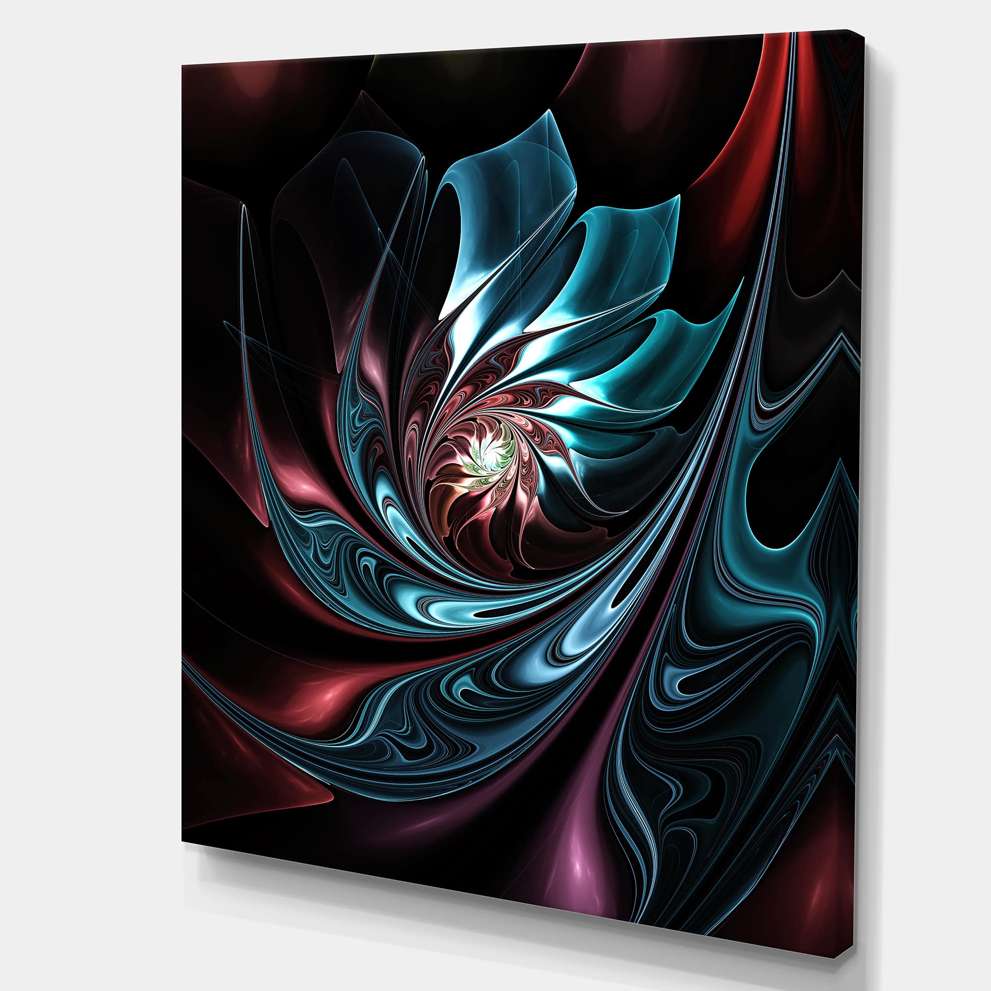 Designart - Blue Abstract Floral Shapes - Large Floral Wall Art Canvas
