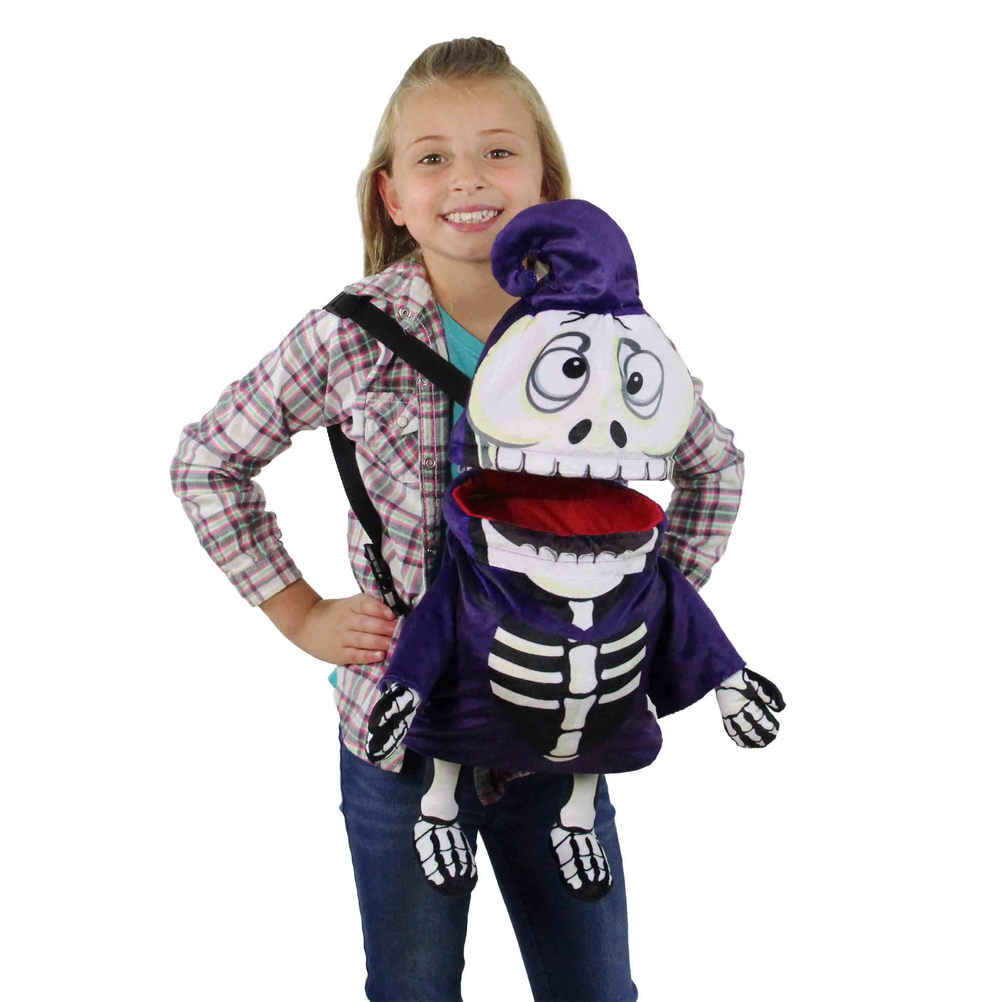 24" Purple & Black Skeleton Child Halloween Trick or Treat Bag