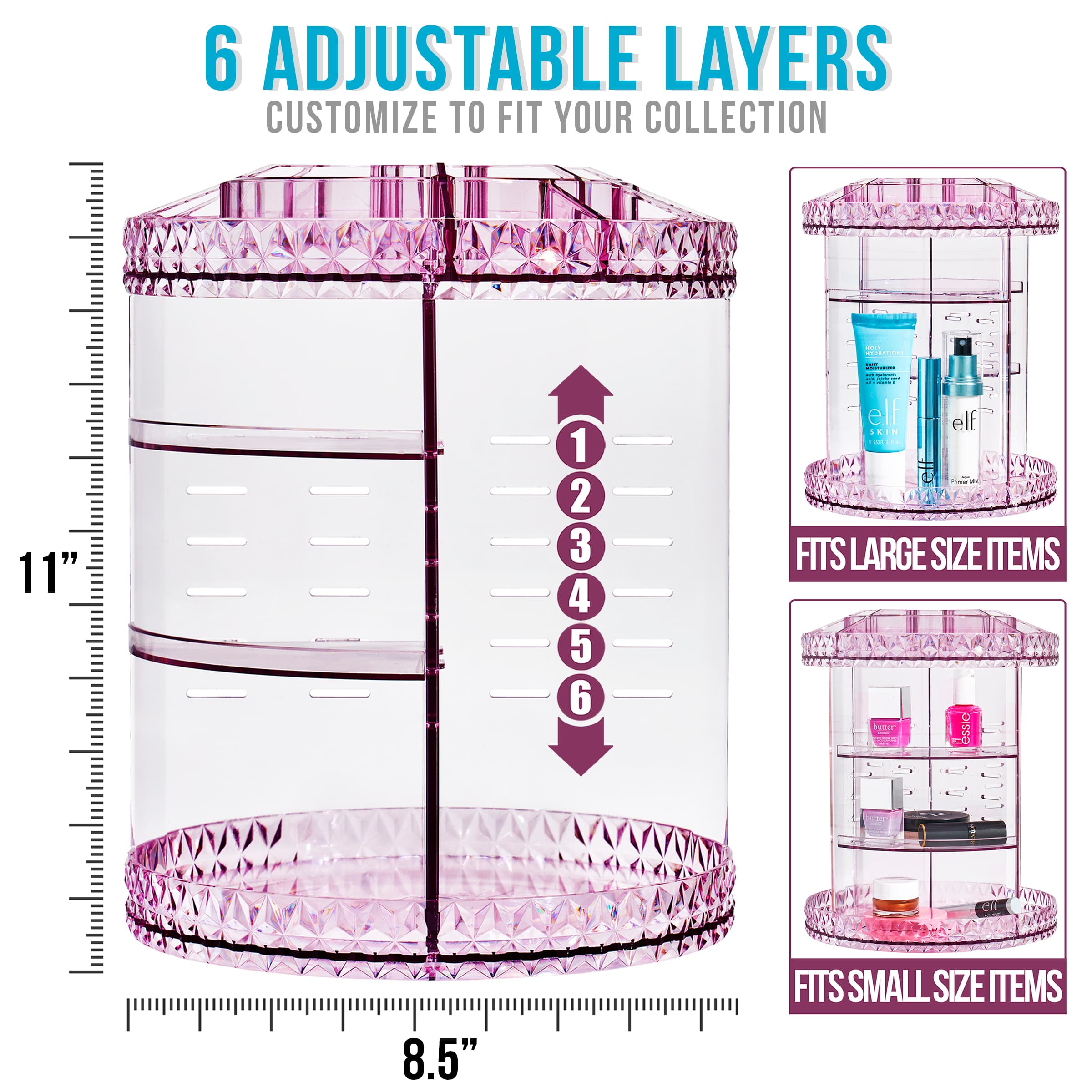 Sorbus Purple Rotating Makeup Organizer