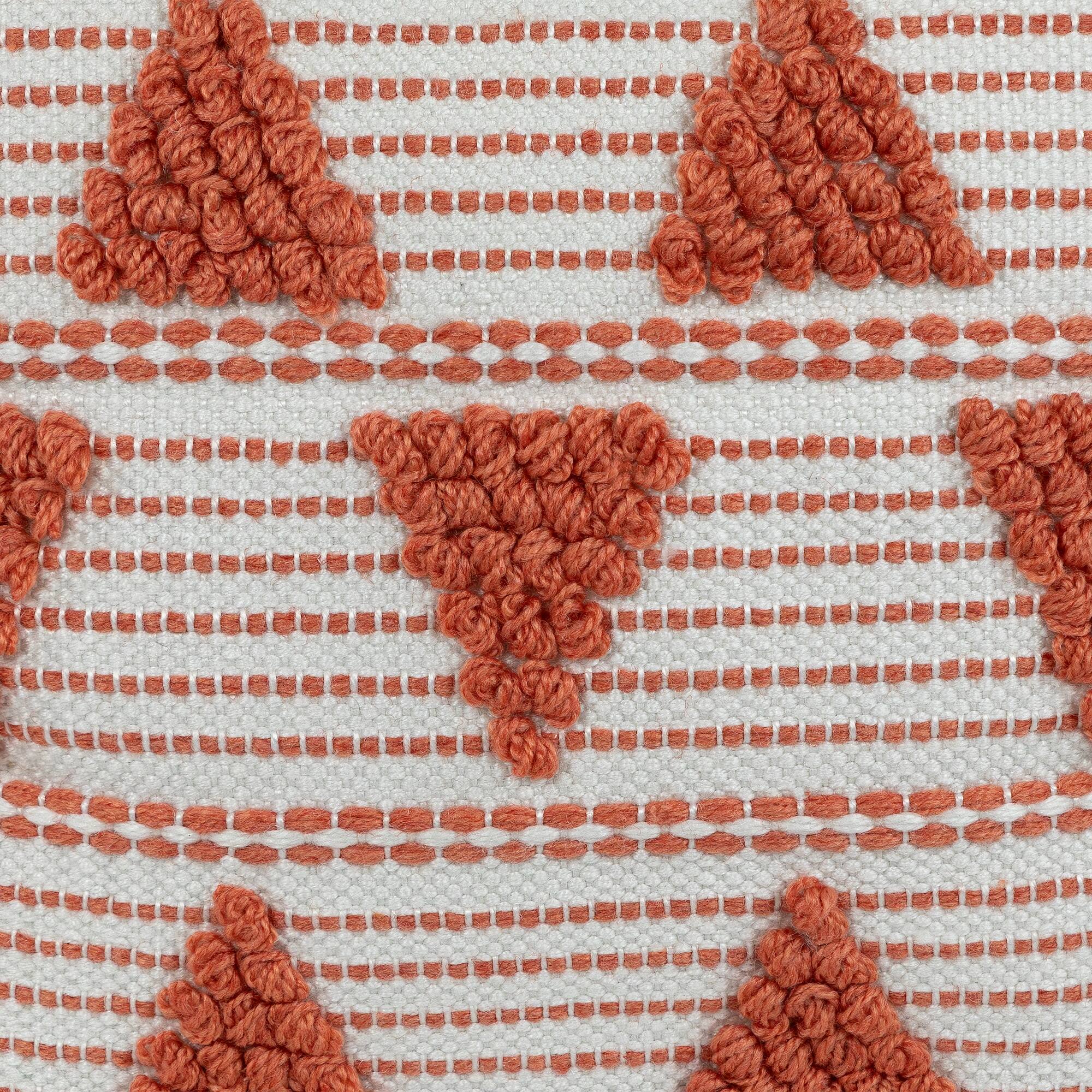 Orange & Cream Handloom Woven Outdoor Square Cushion