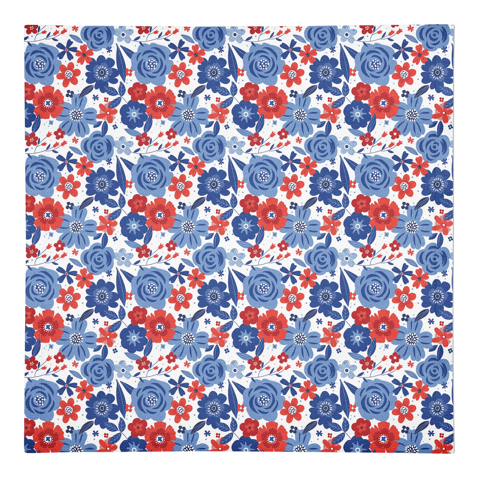 Red White and Blue Florals Cotton Twill Napkin