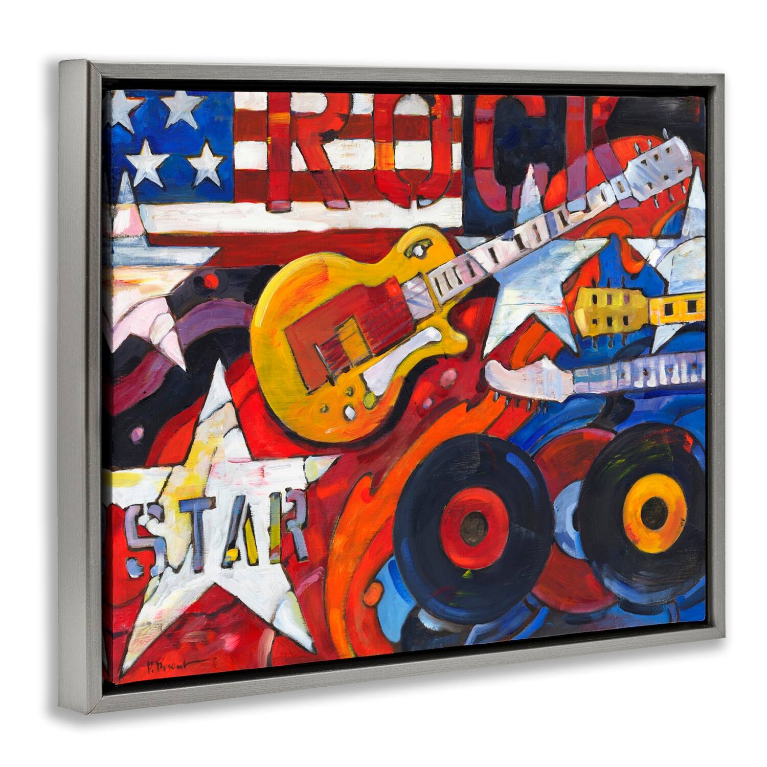 Stupell Industries Rockstar Americana Music Tribute Floater Framed Art