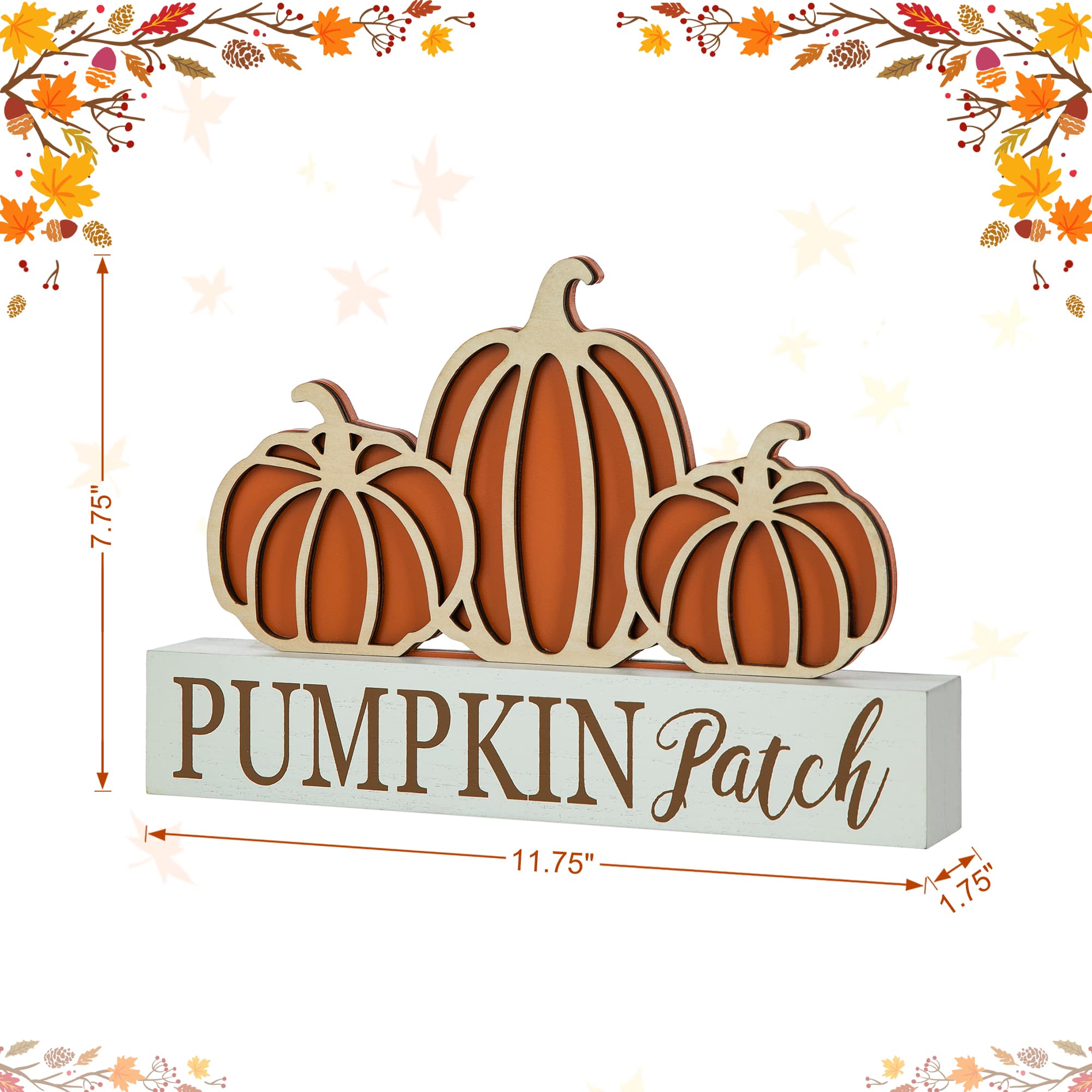 Glitzhome® 11.75" Fall Wood Pumpkin Patch Table Sign
