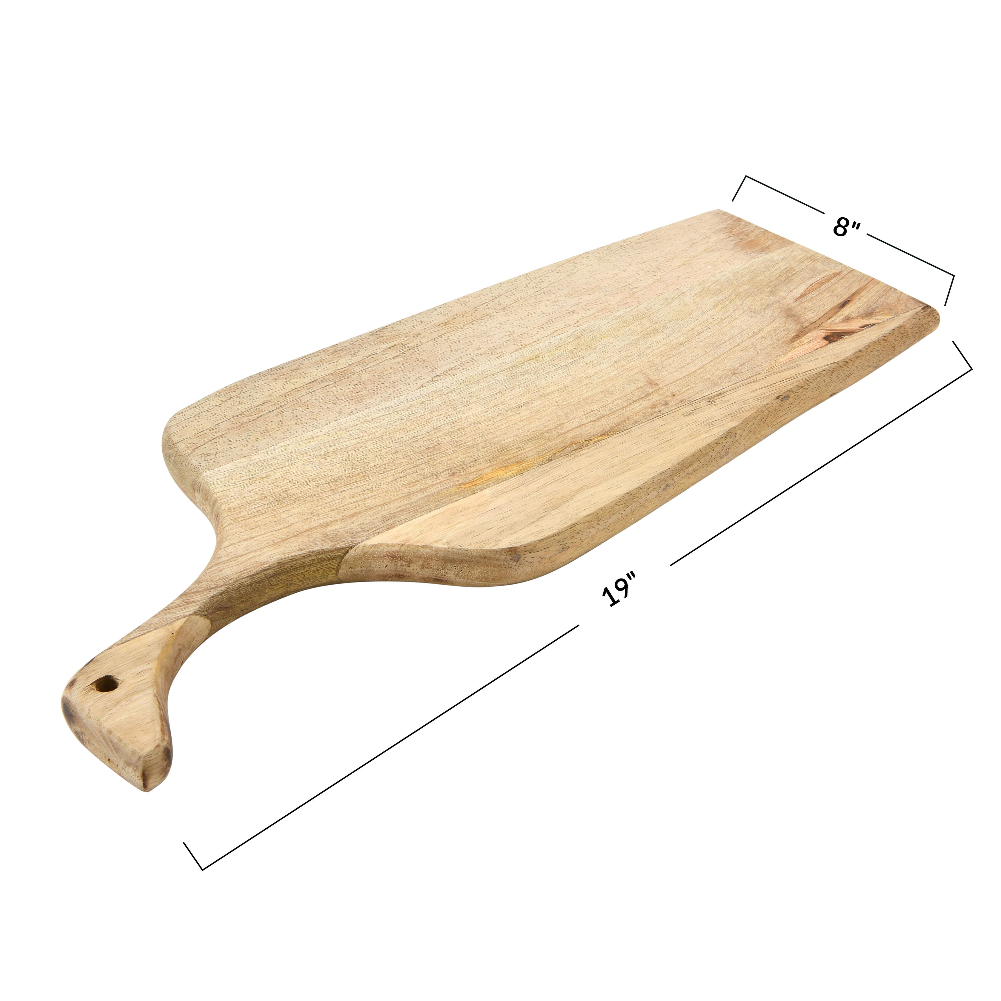 Hello Honey® 19" Light Finish Modern Mango Wood Cutting Board with Handle