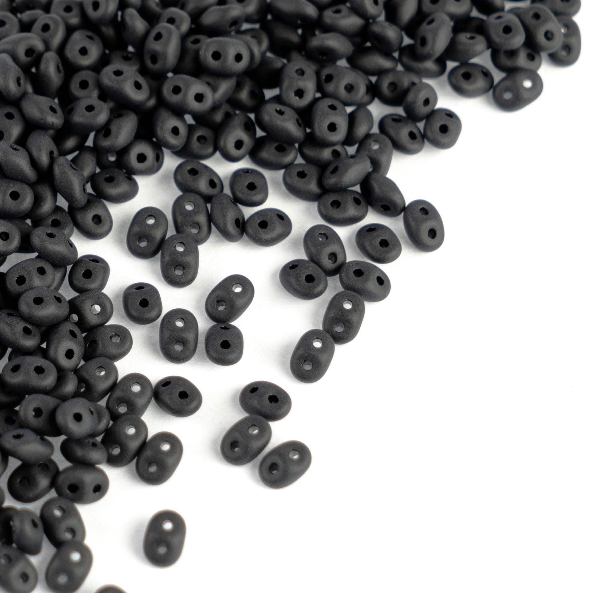 12 Pack: John Bead Superduo Two-Hole Matte Jet Czech Glass Beads, 5mm